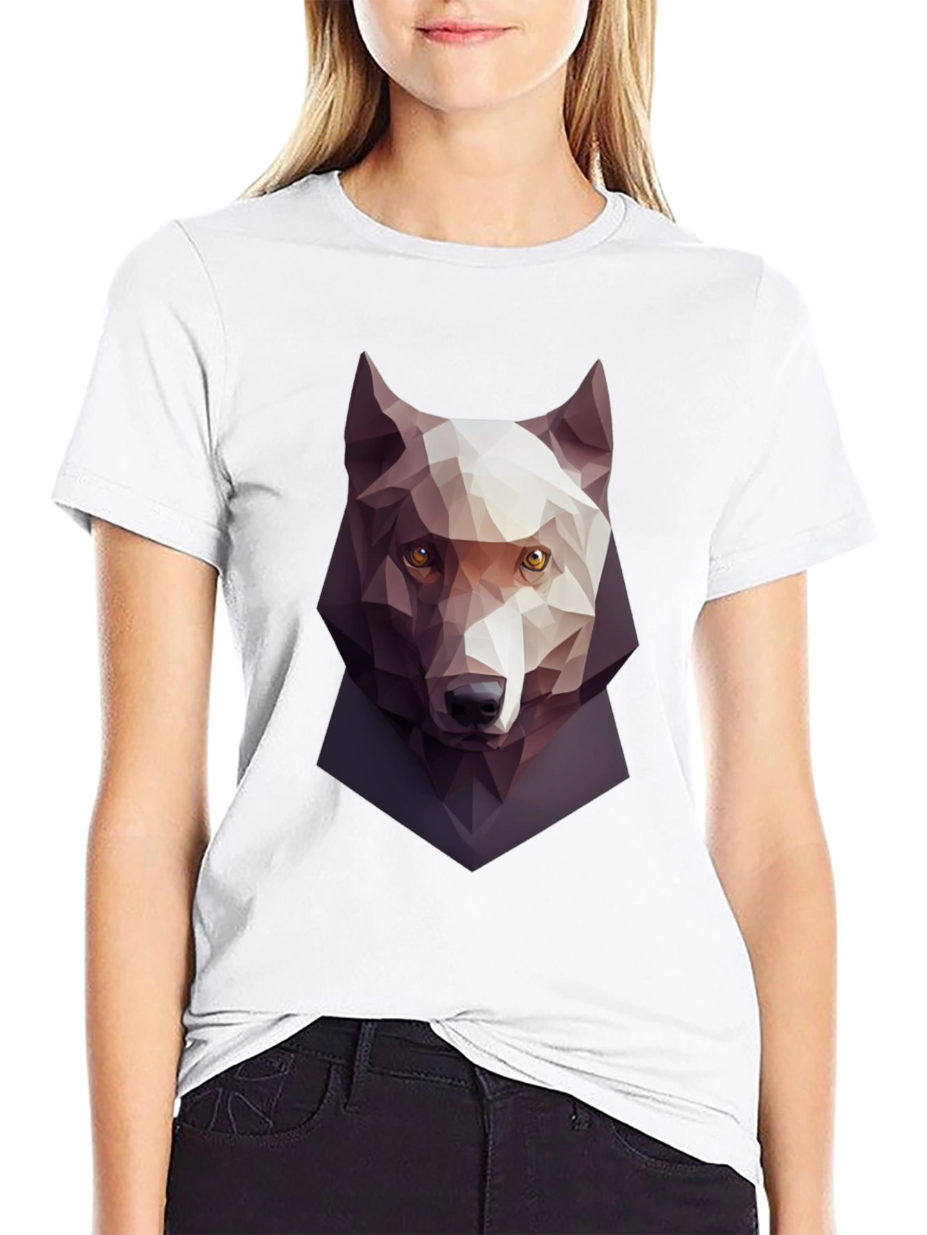 Geometric Wolf Graphic Tee - Mens Black T-Shirt