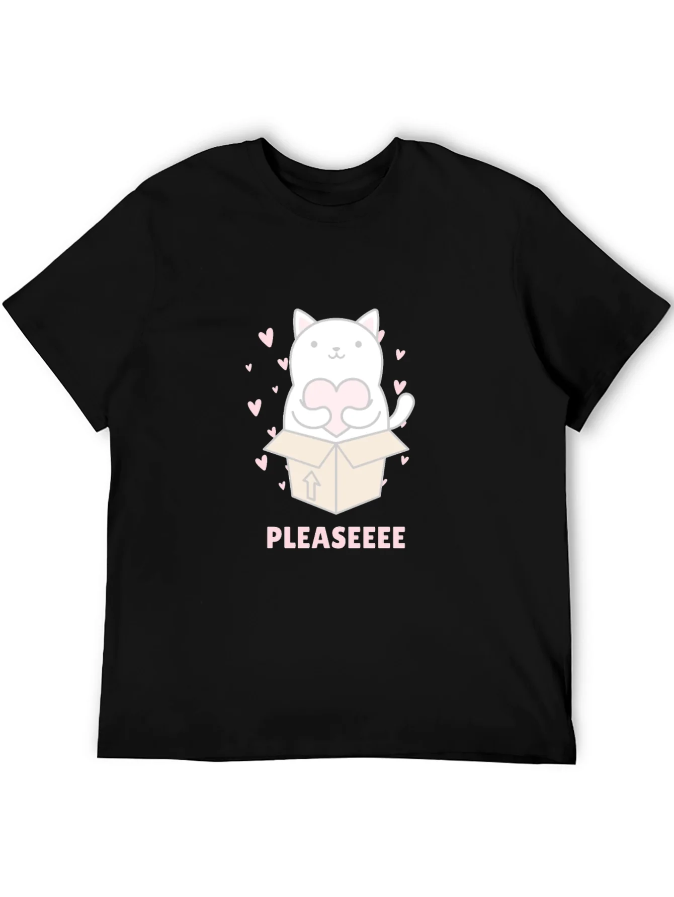 Cute Cat in Box Graphic Tee - Pleaseeee