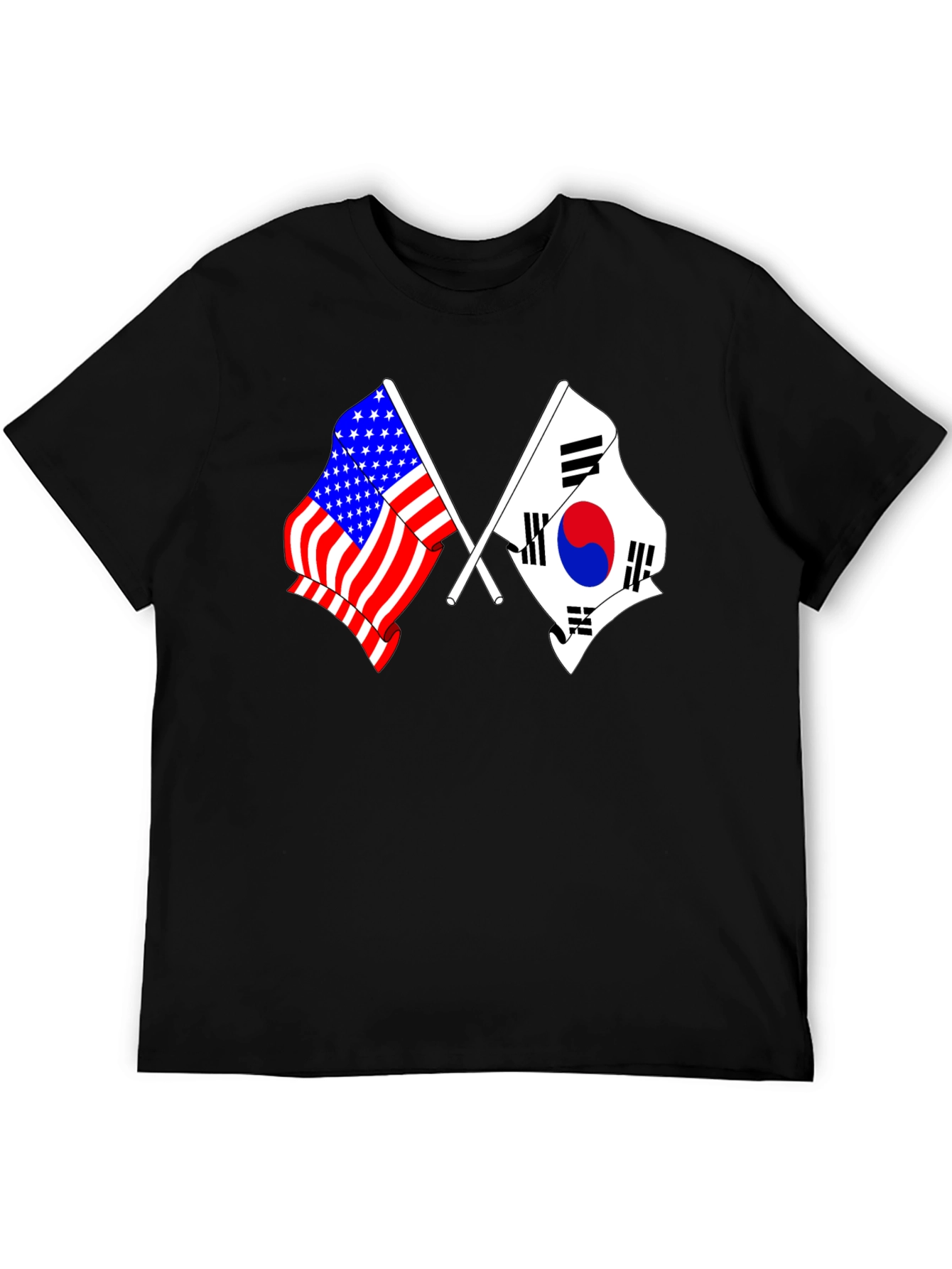 USA & South Korea Flags Graphic T-Shirt