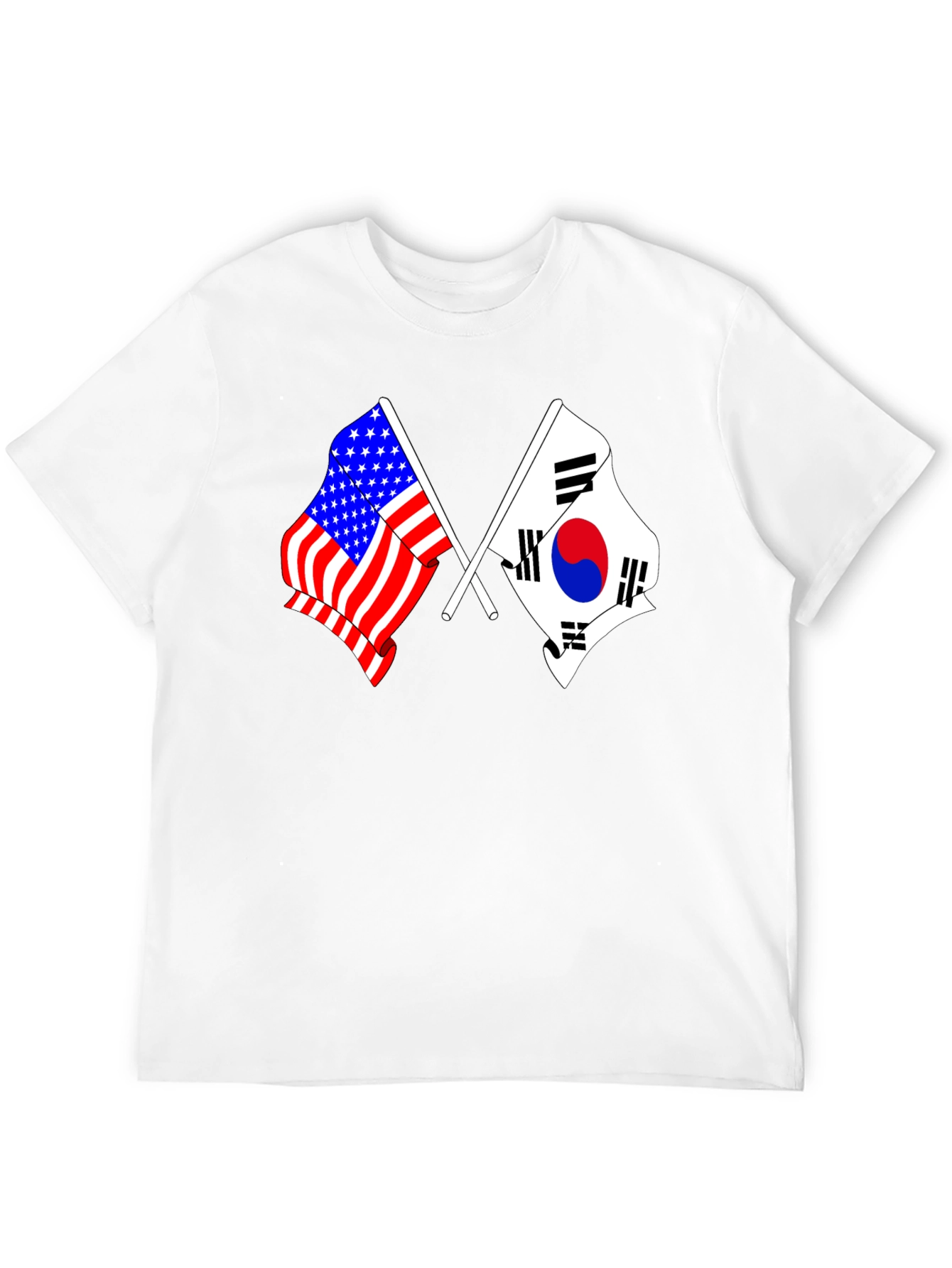 USA & South Korea Flags Graphic T-Shirt