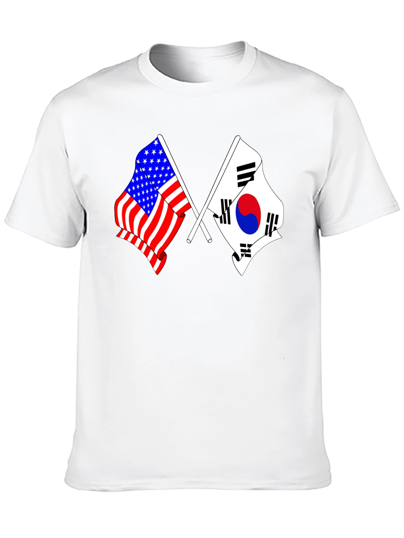 USA & South Korea Flags Graphic T-Shirt