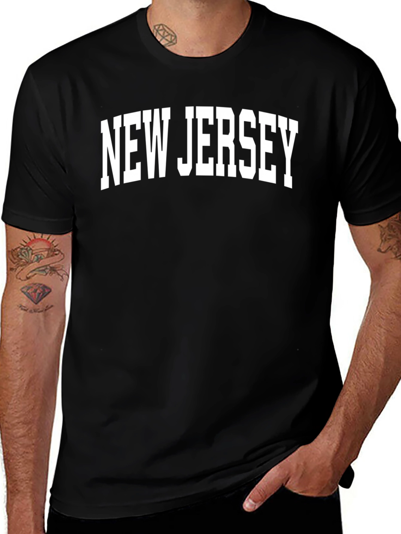 New Jersey Graphic Print Crew Neck T-Shirt