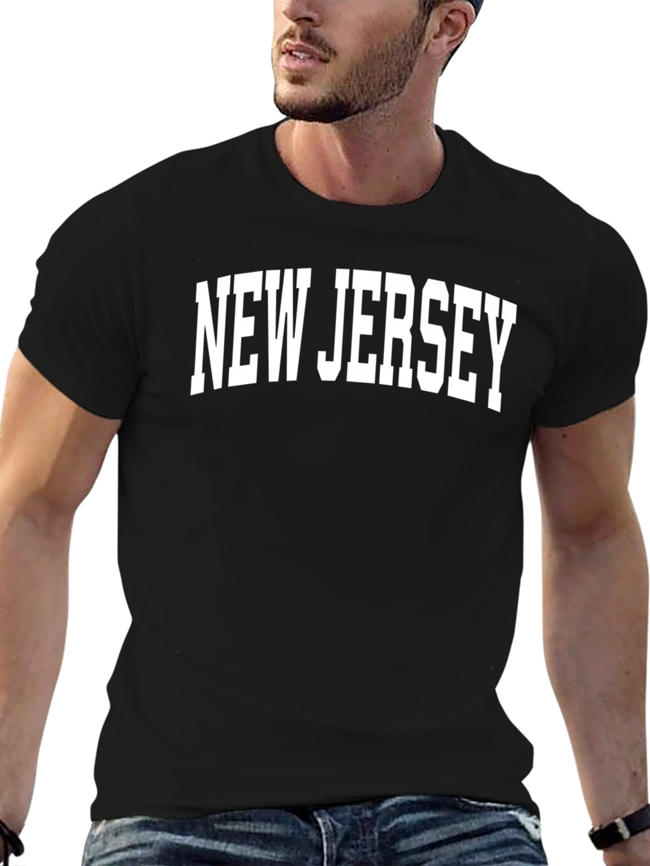 New Jersey Graphic Print Crew Neck T-Shirt