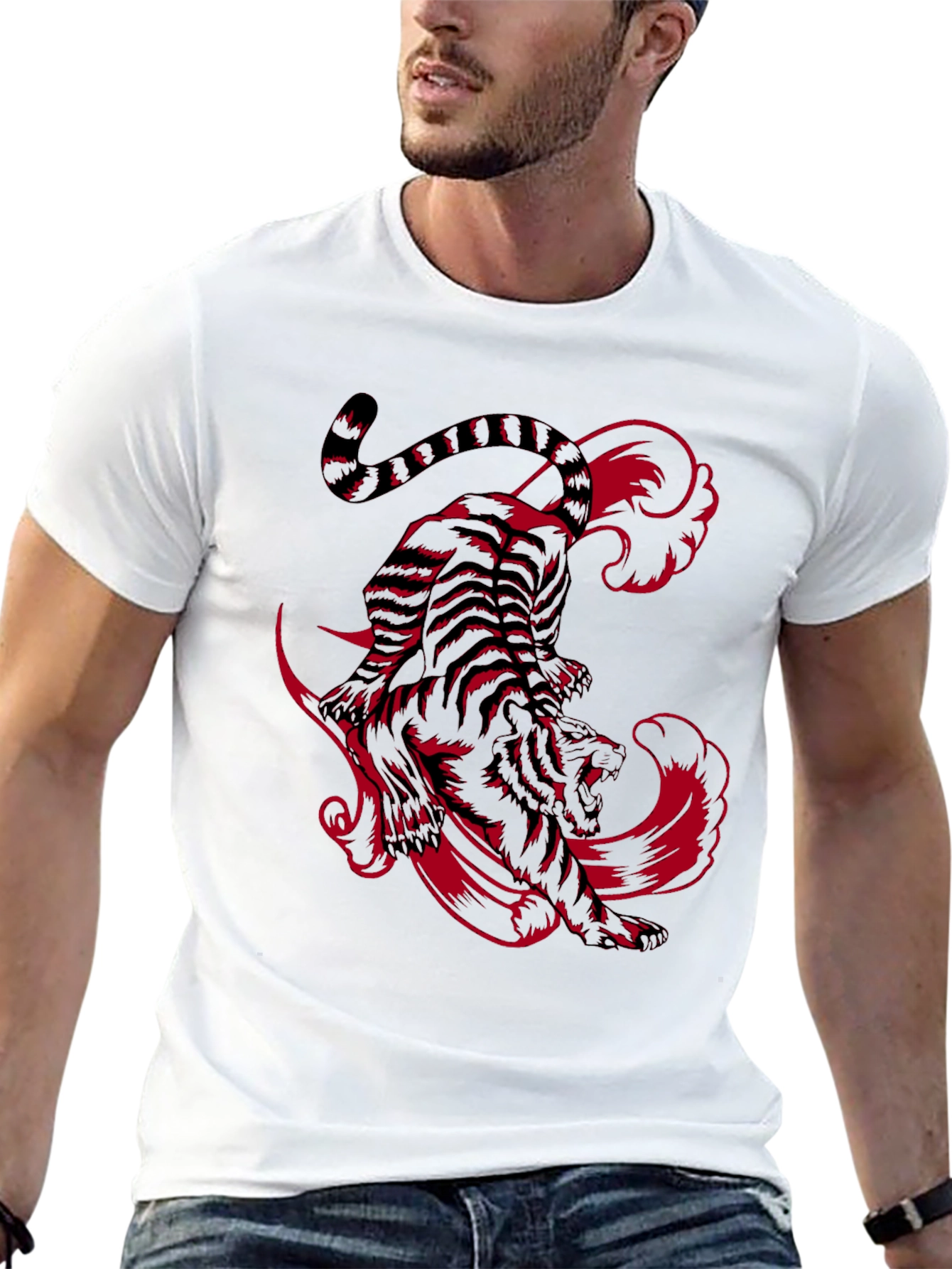 Tiger Graphic Print T-Shirt - Black