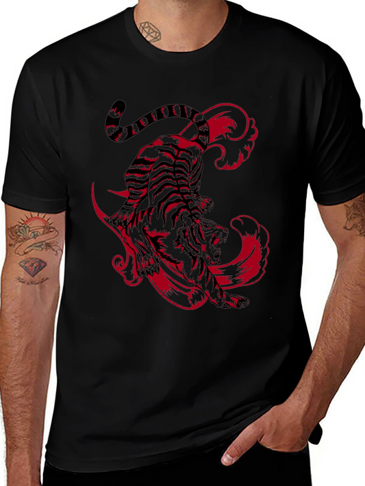 Tiger Graphic Print T-Shirt - Black