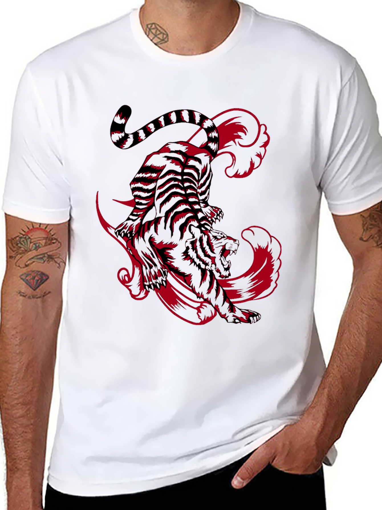 Tiger Graphic Print T-Shirt - Black