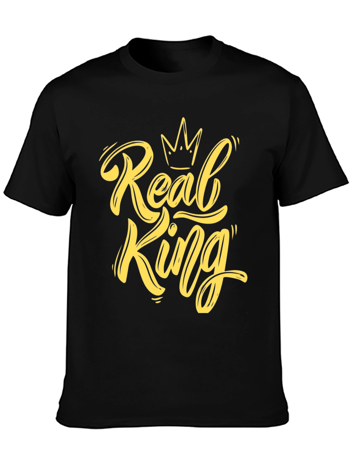 Real King Graphic Print Black T-Shirt