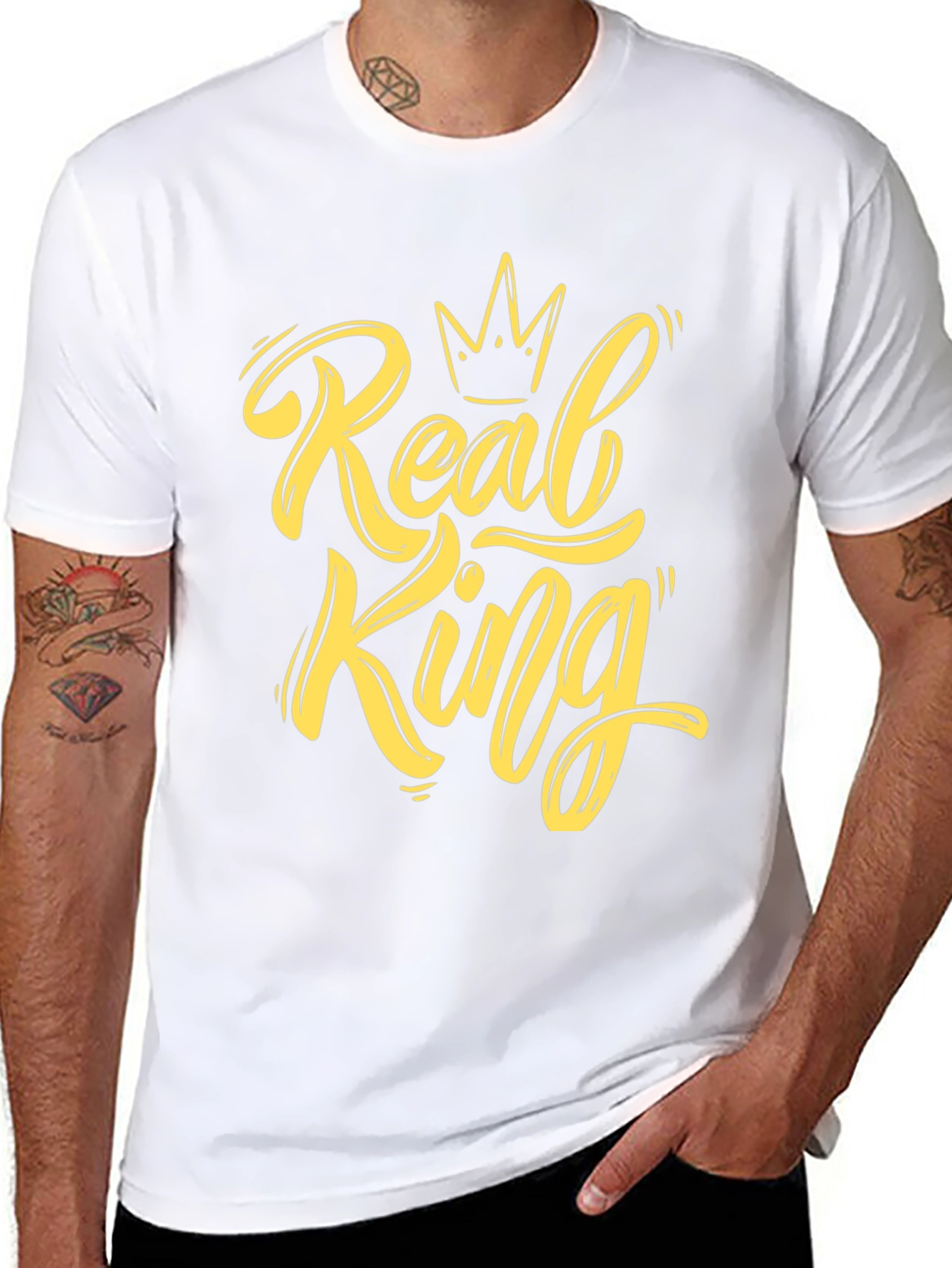 Real King Graphic Print Black T-Shirt