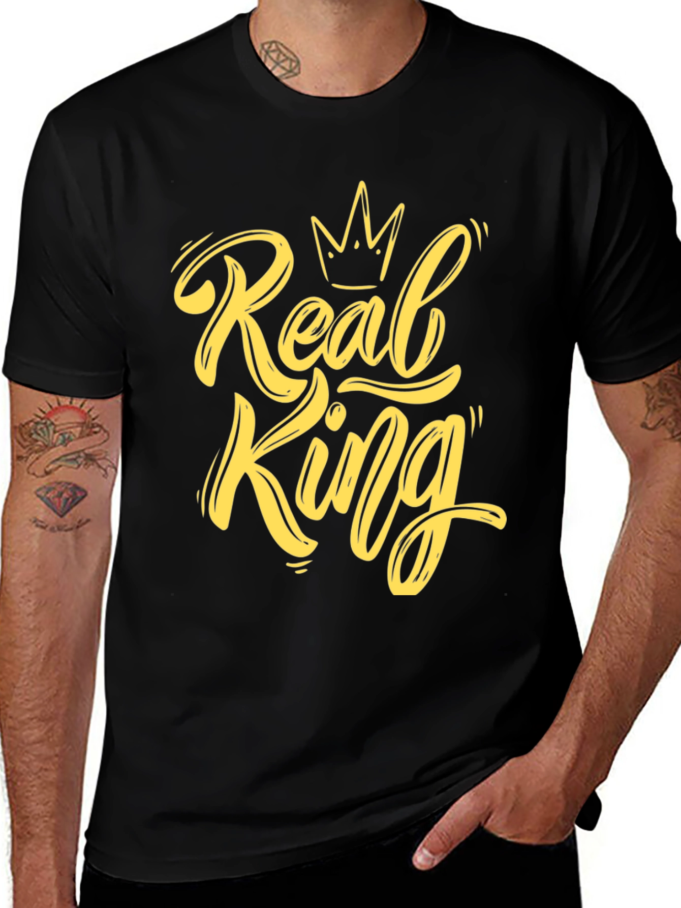 Real King Graphic Print Black T-Shirt
