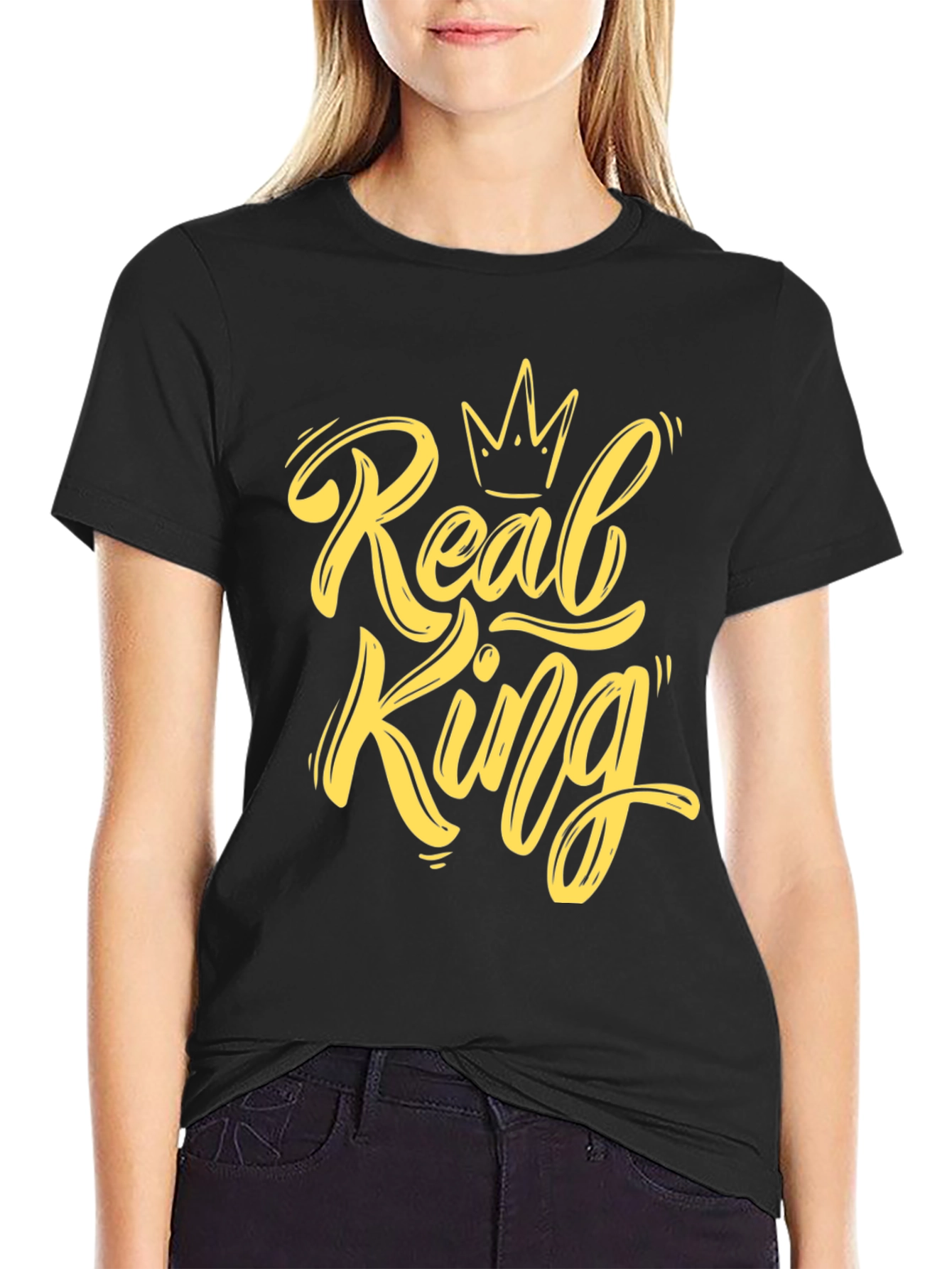 Real King Graphic Print Black T-Shirt