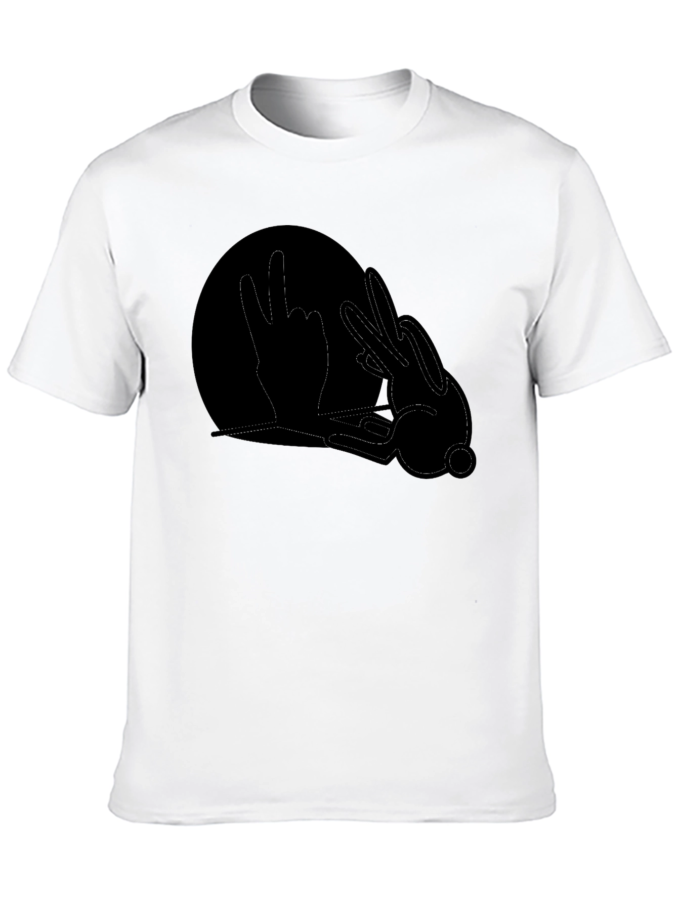 Black Graphic Tee - Hand Shadow Rabbit Design