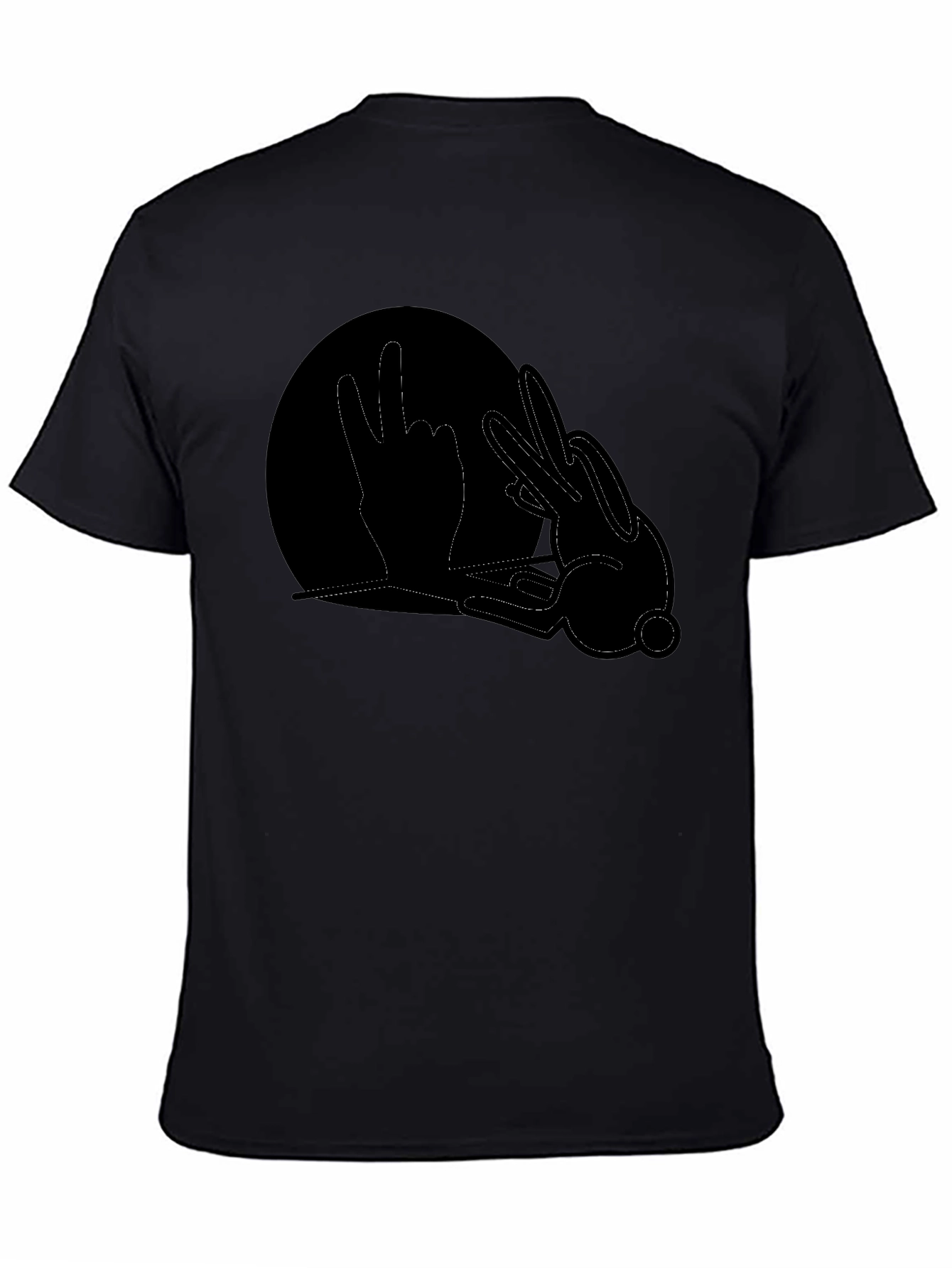 Black Graphic Tee - Hand Shadow Rabbit Design