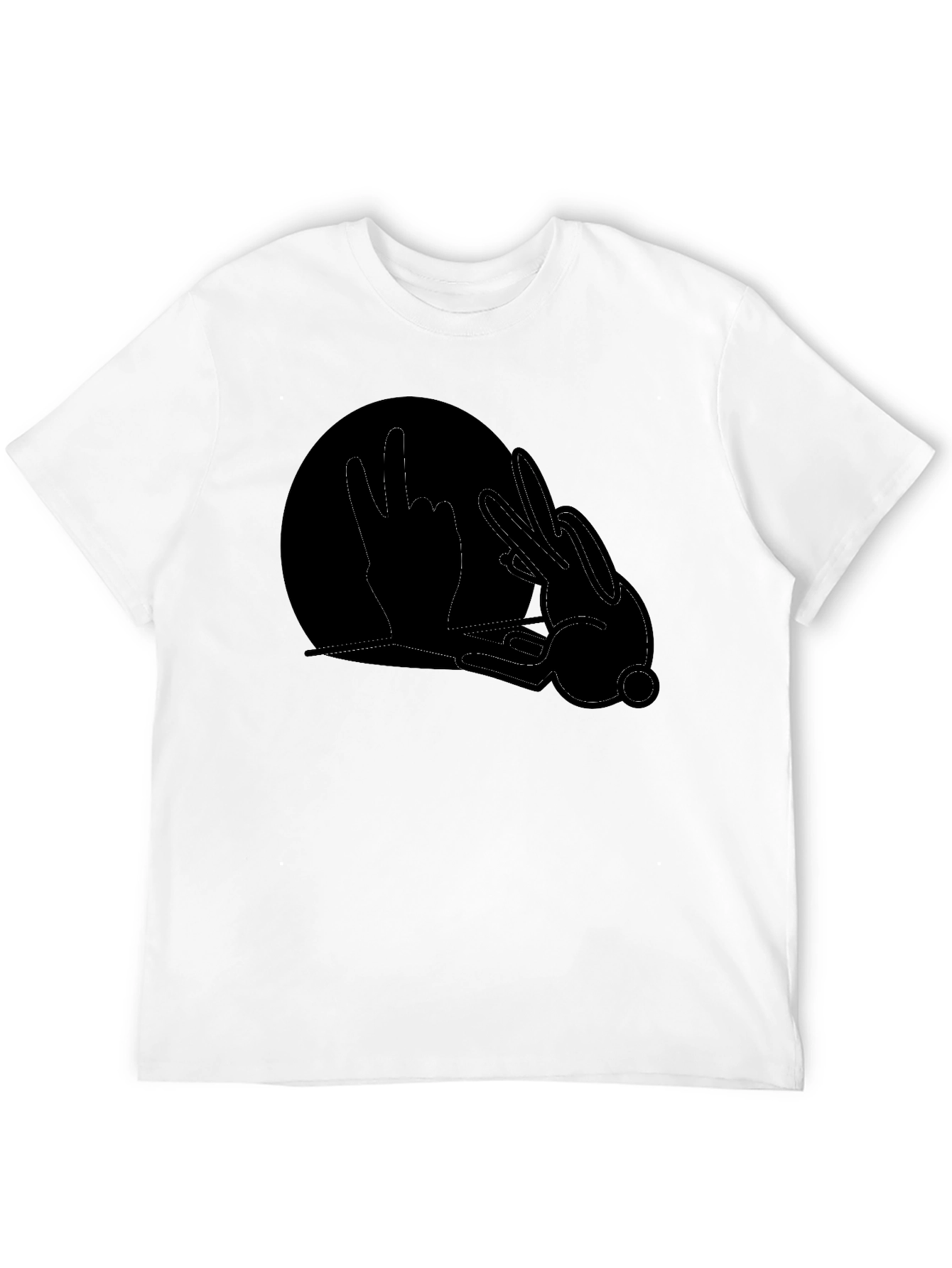 Black Graphic Tee - Hand Shadow Rabbit Design