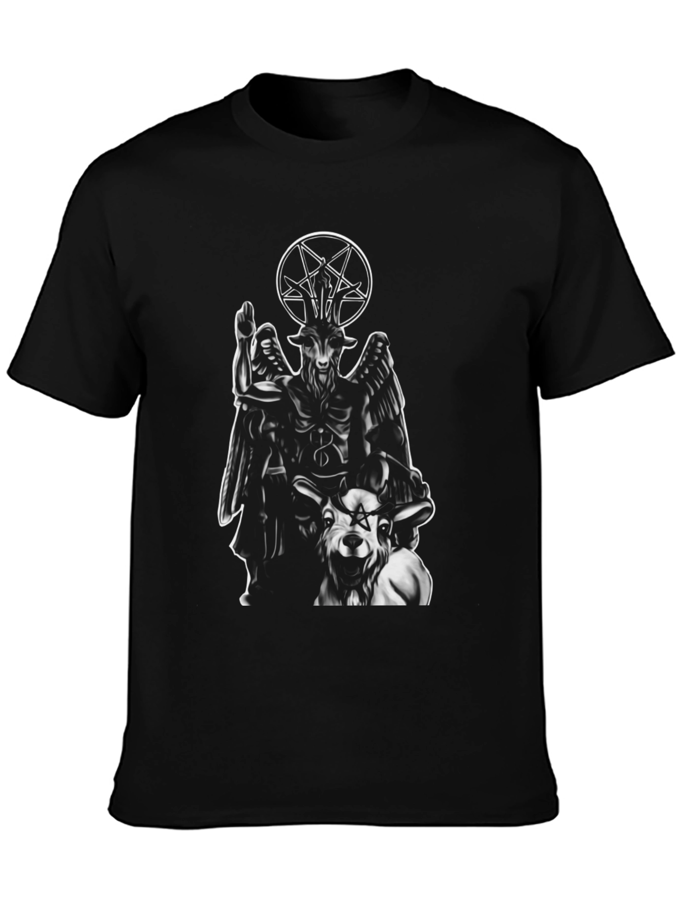 Baphomet Graphic Print Black T-Shirt