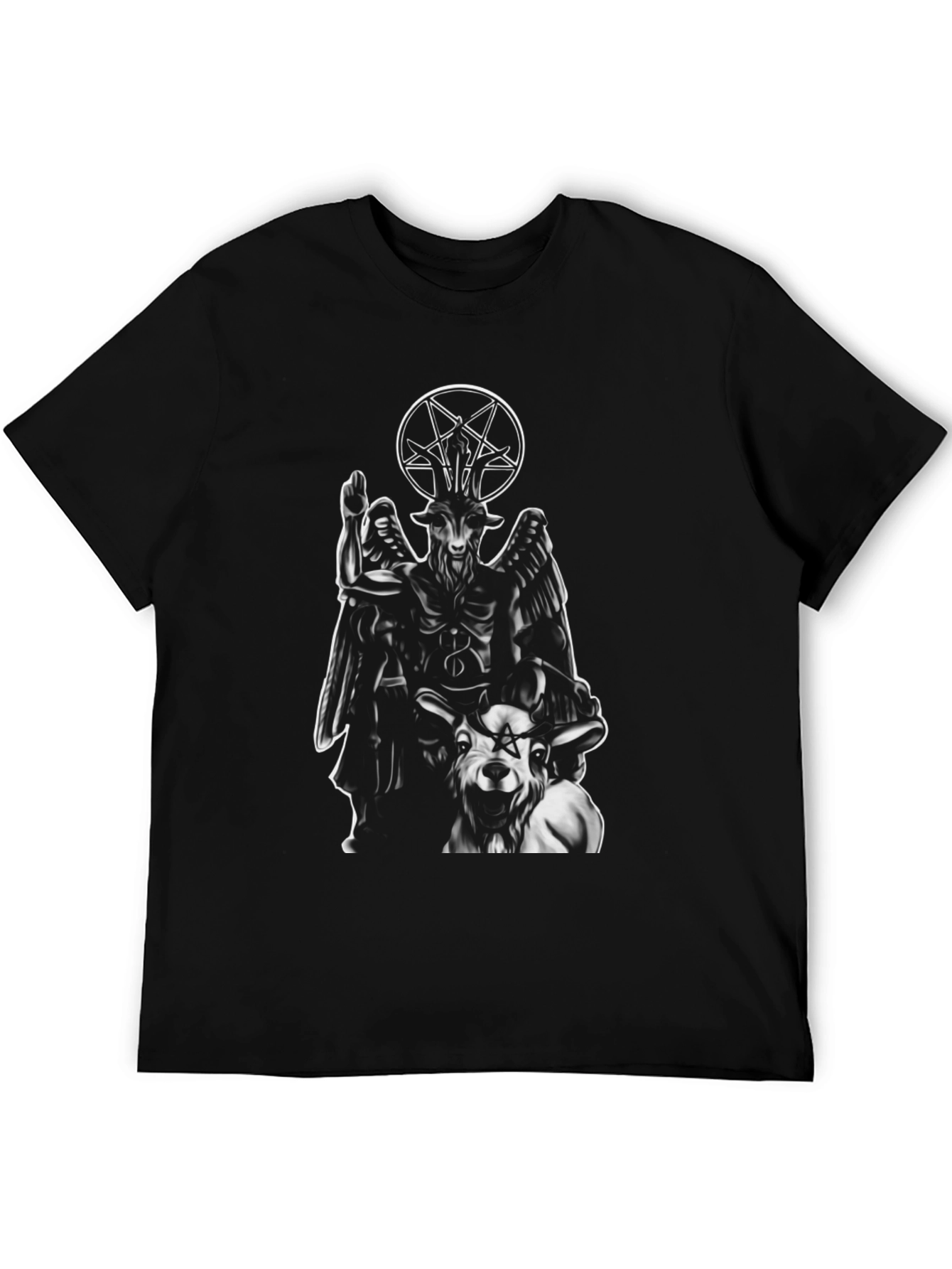Baphomet Graphic Print Black T-Shirt