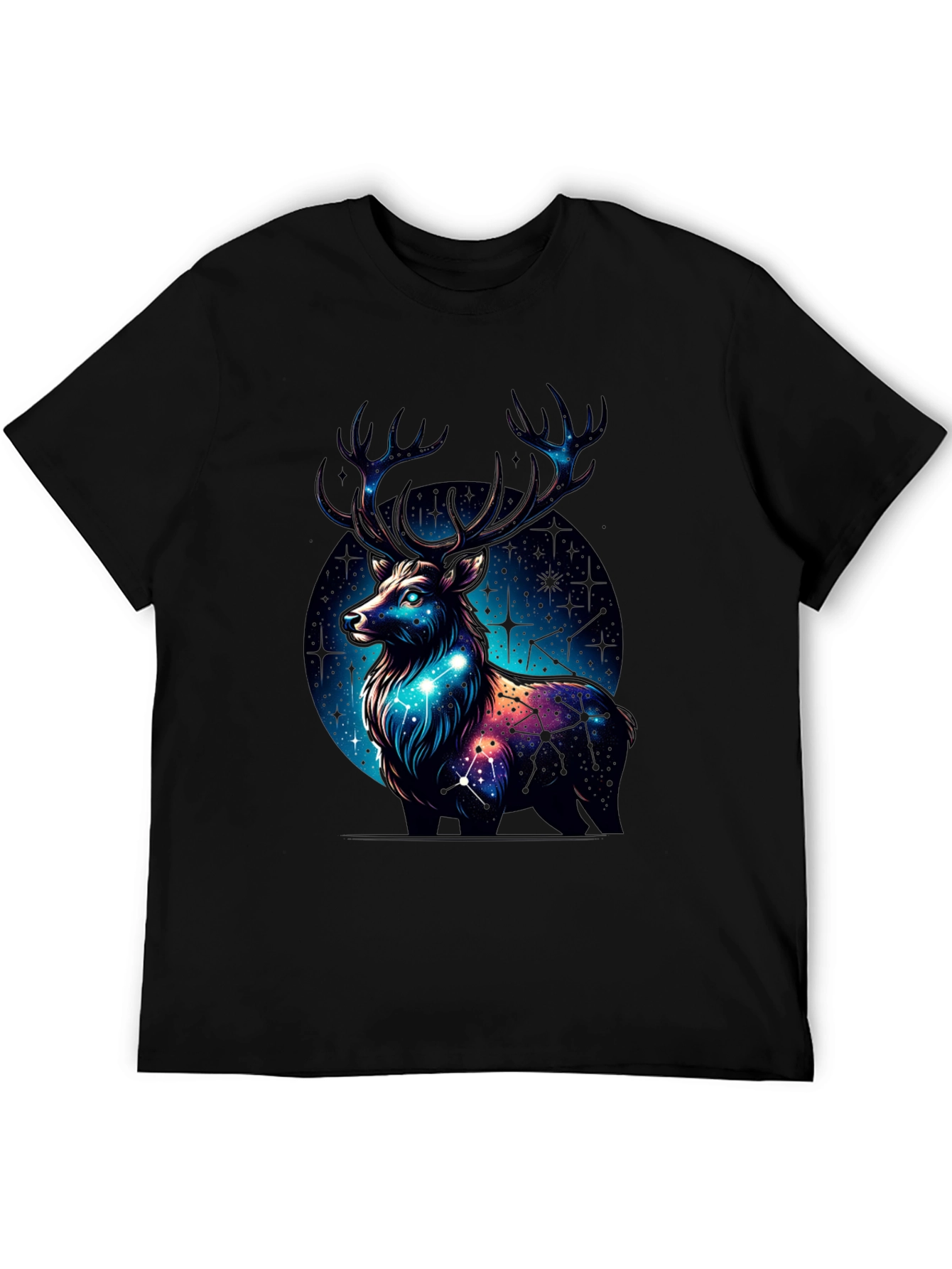 Cosmic Deer Graphic Tee - Black