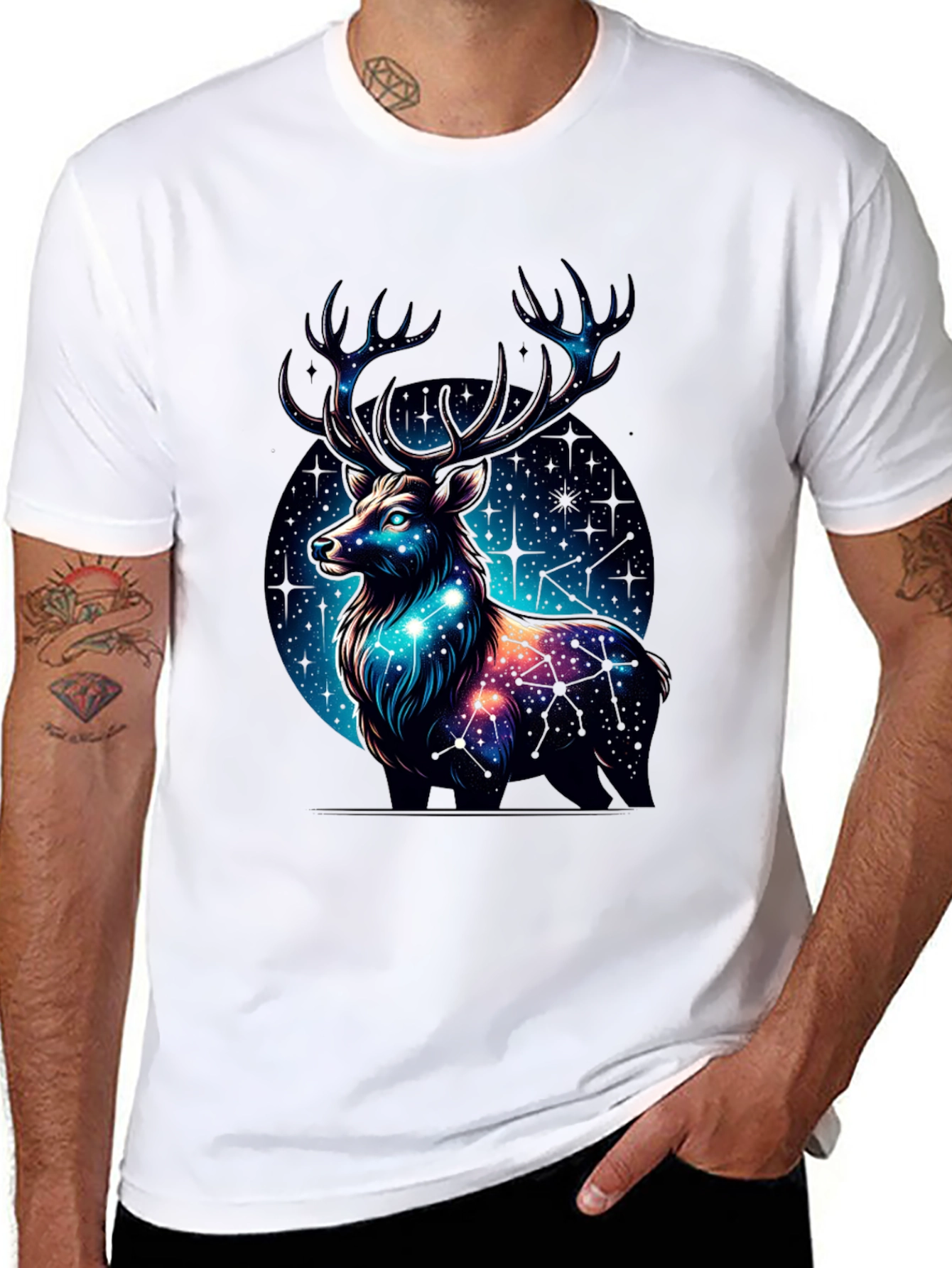 Cosmic Deer Graphic Tee - Black