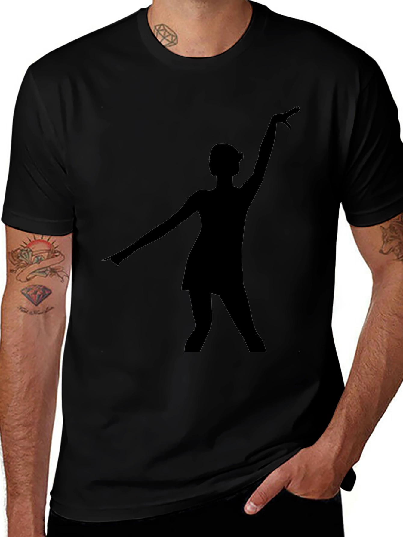 Black T-Shirt with Dancer Silhouette