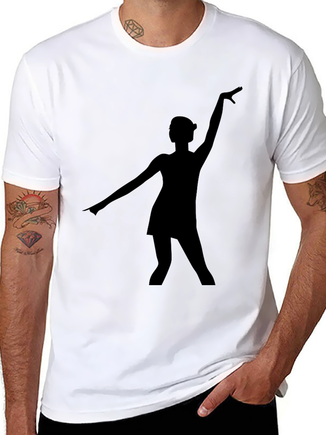 Black T-Shirt with Dancer Silhouette