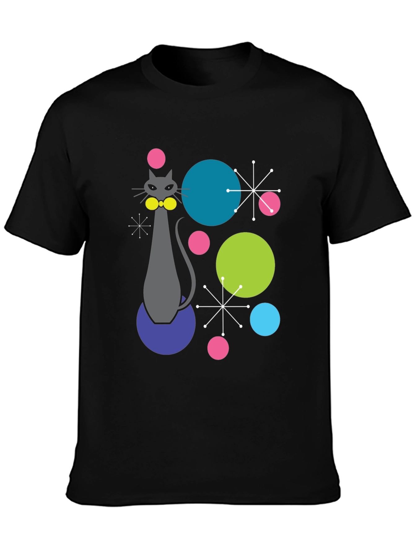Retro Atomic Cat Graphic T-Shirt