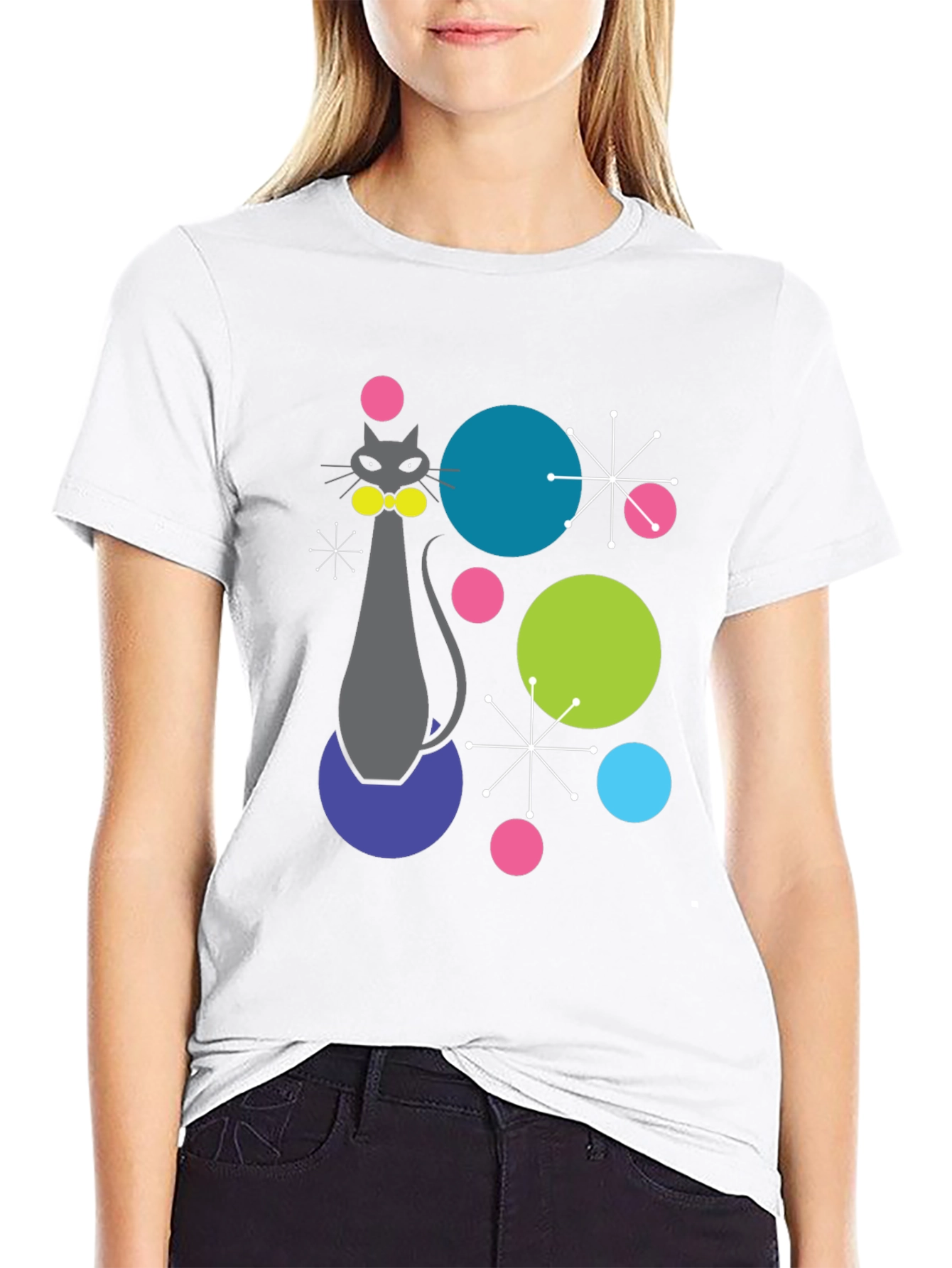 Retro Atomic Cat Graphic T-Shirt