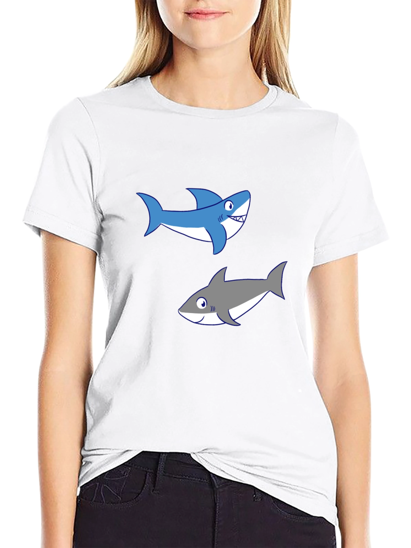 Shark Graphic Tee - Black Cotton T-Shirt