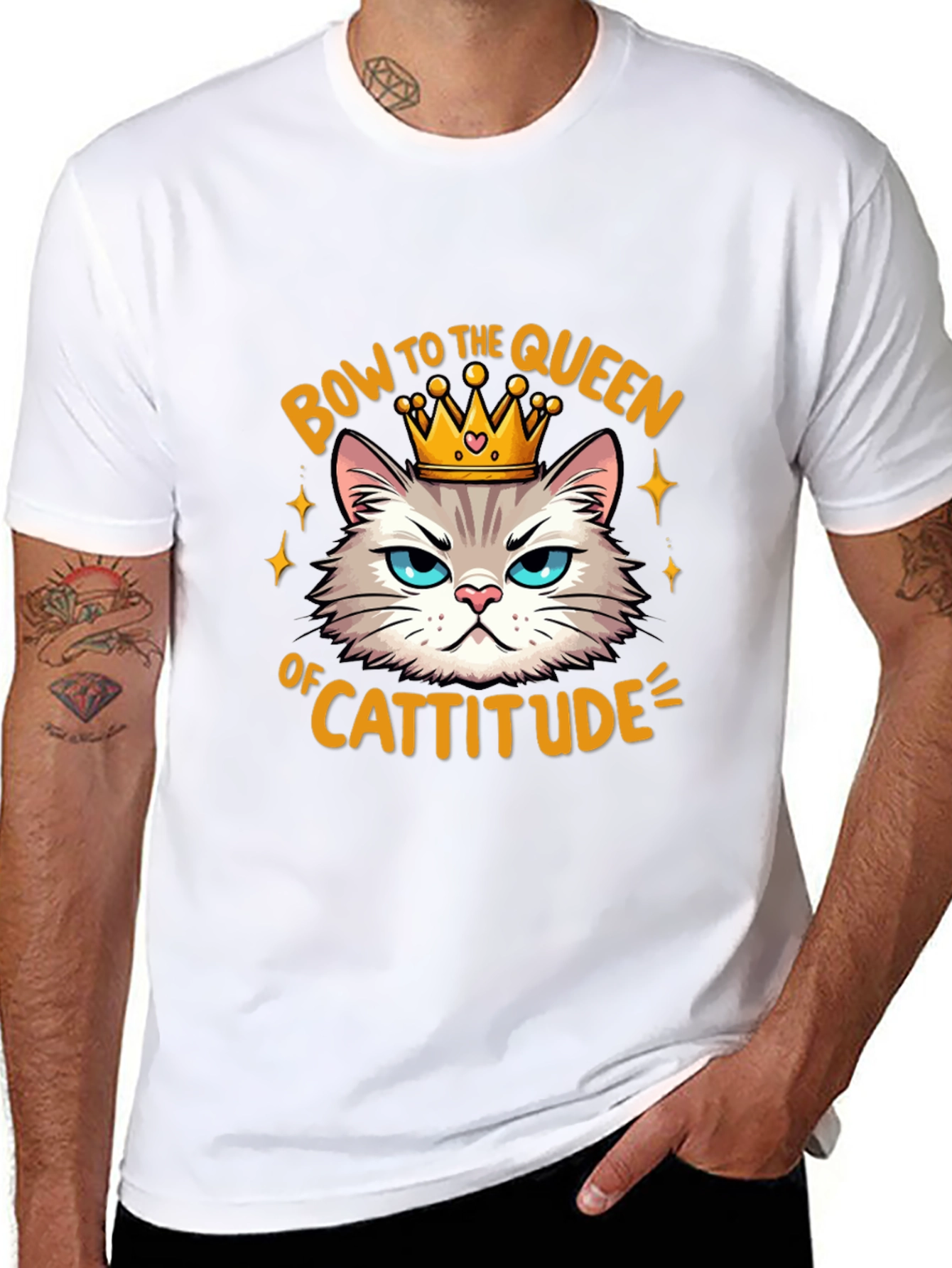 Queen Cattitude Graphic Tee - Black
