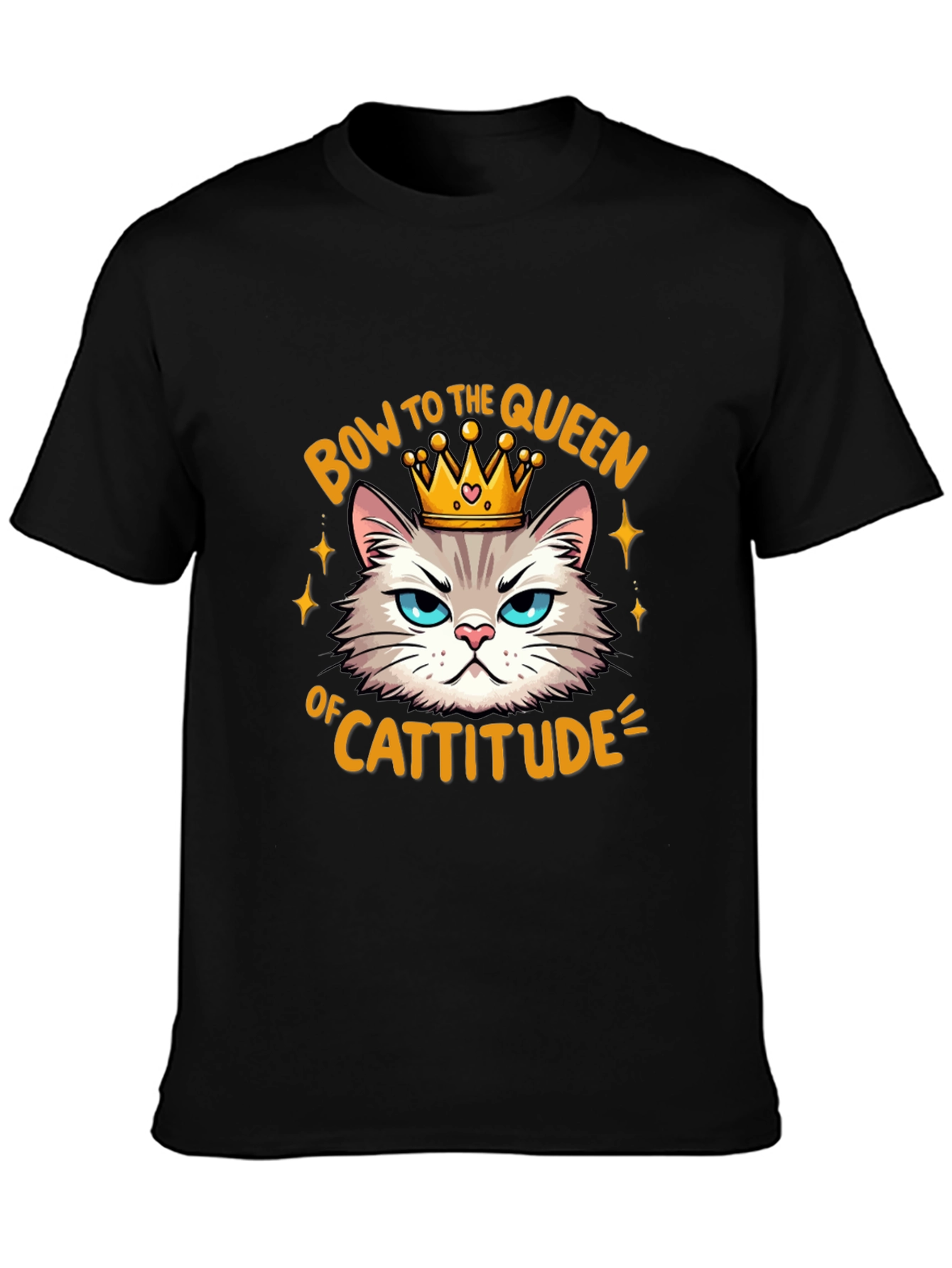 Queen Cattitude Graphic Tee - Black