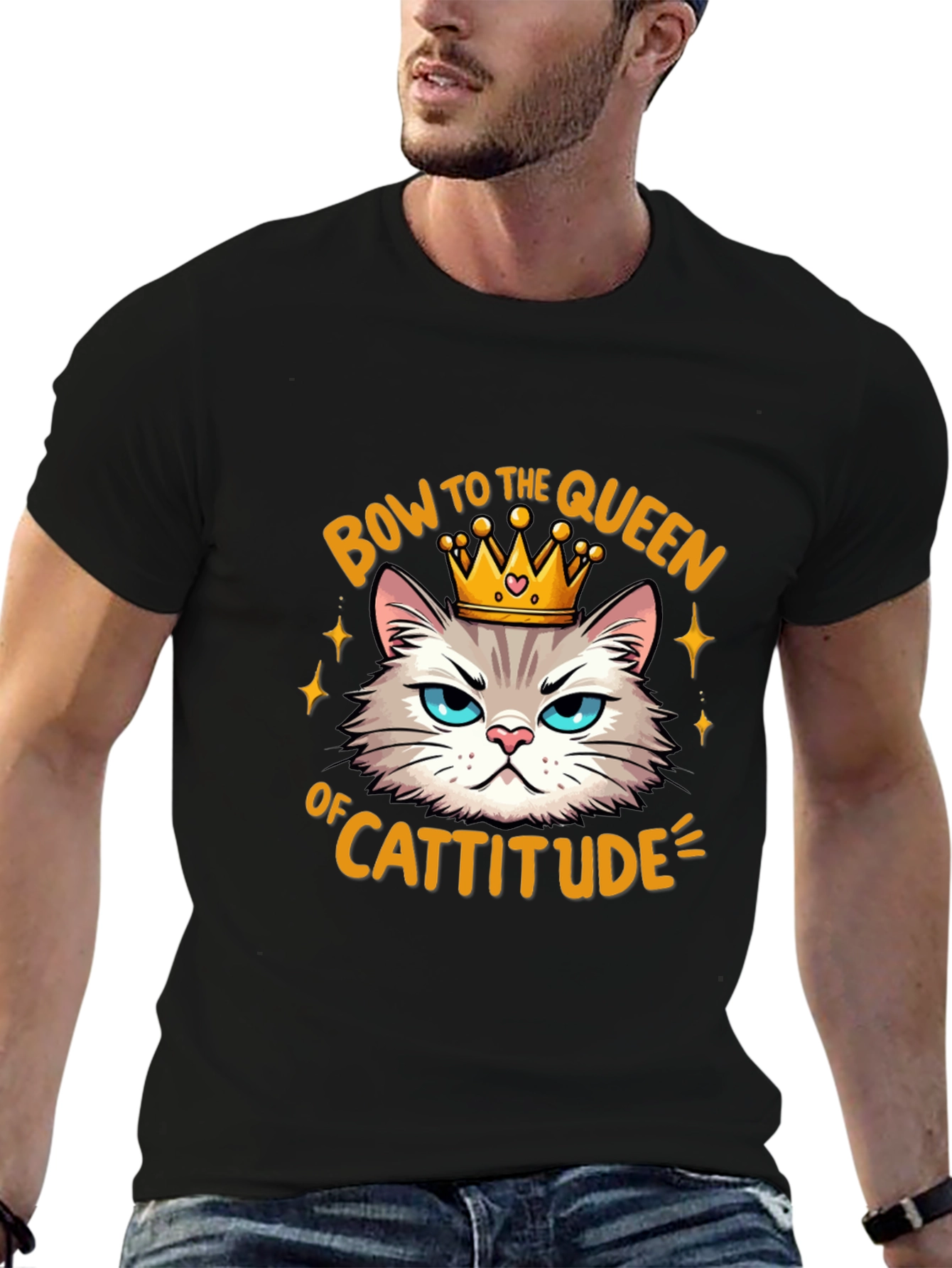 Queen Cattitude Graphic Tee - Black