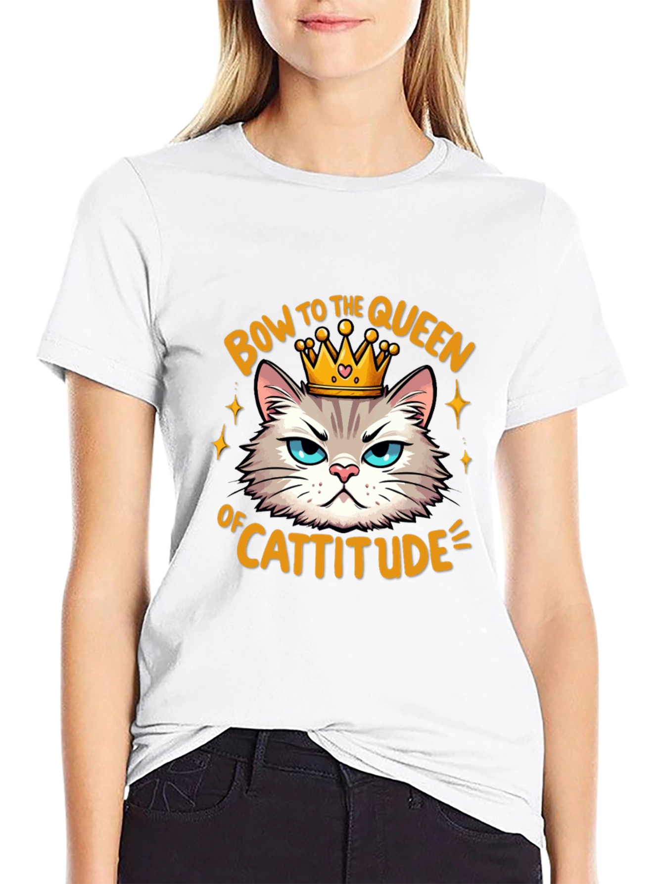 Queen Cattitude Graphic Tee - Black