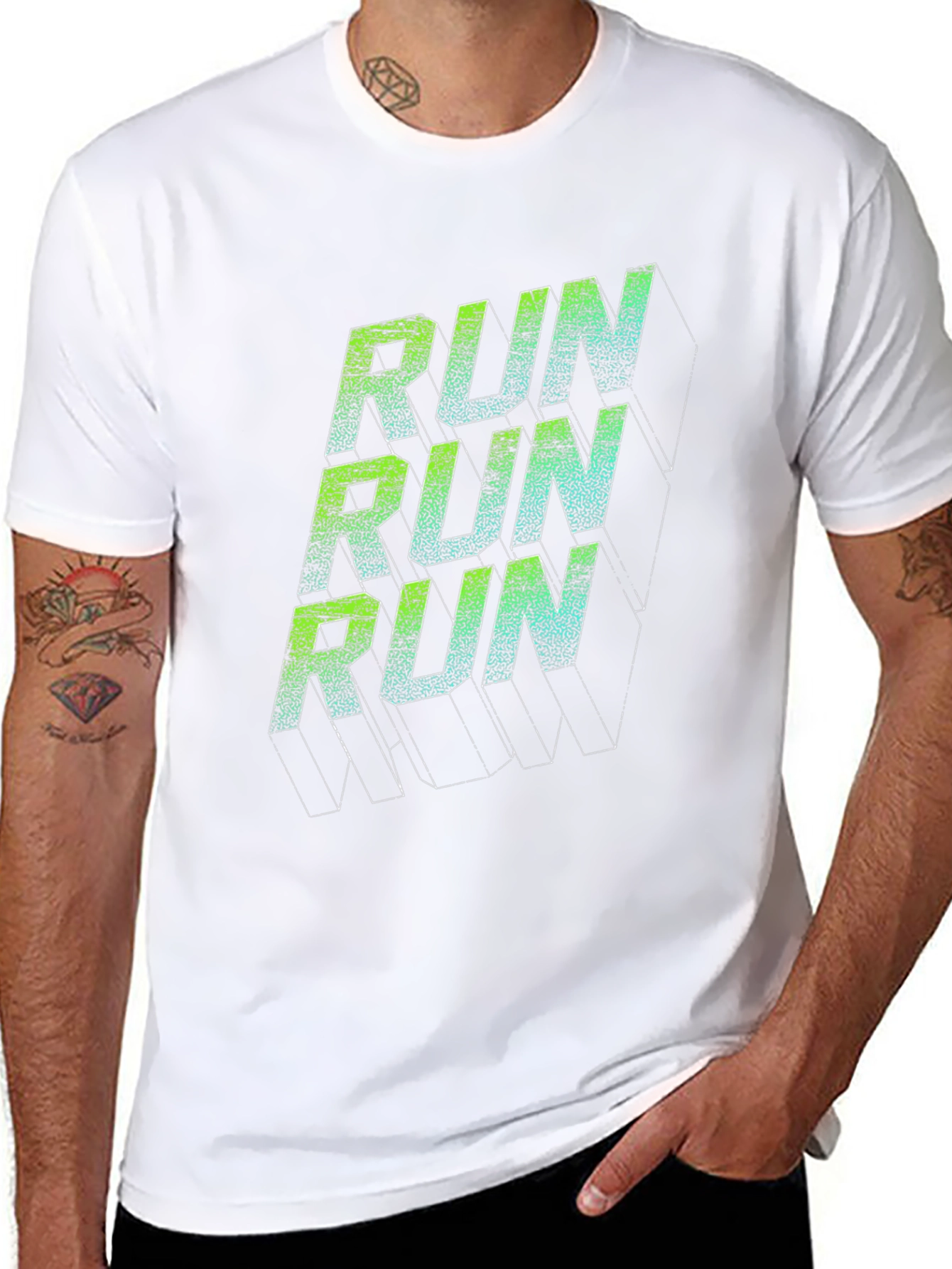 Run Graphic Print Black T-Shirt