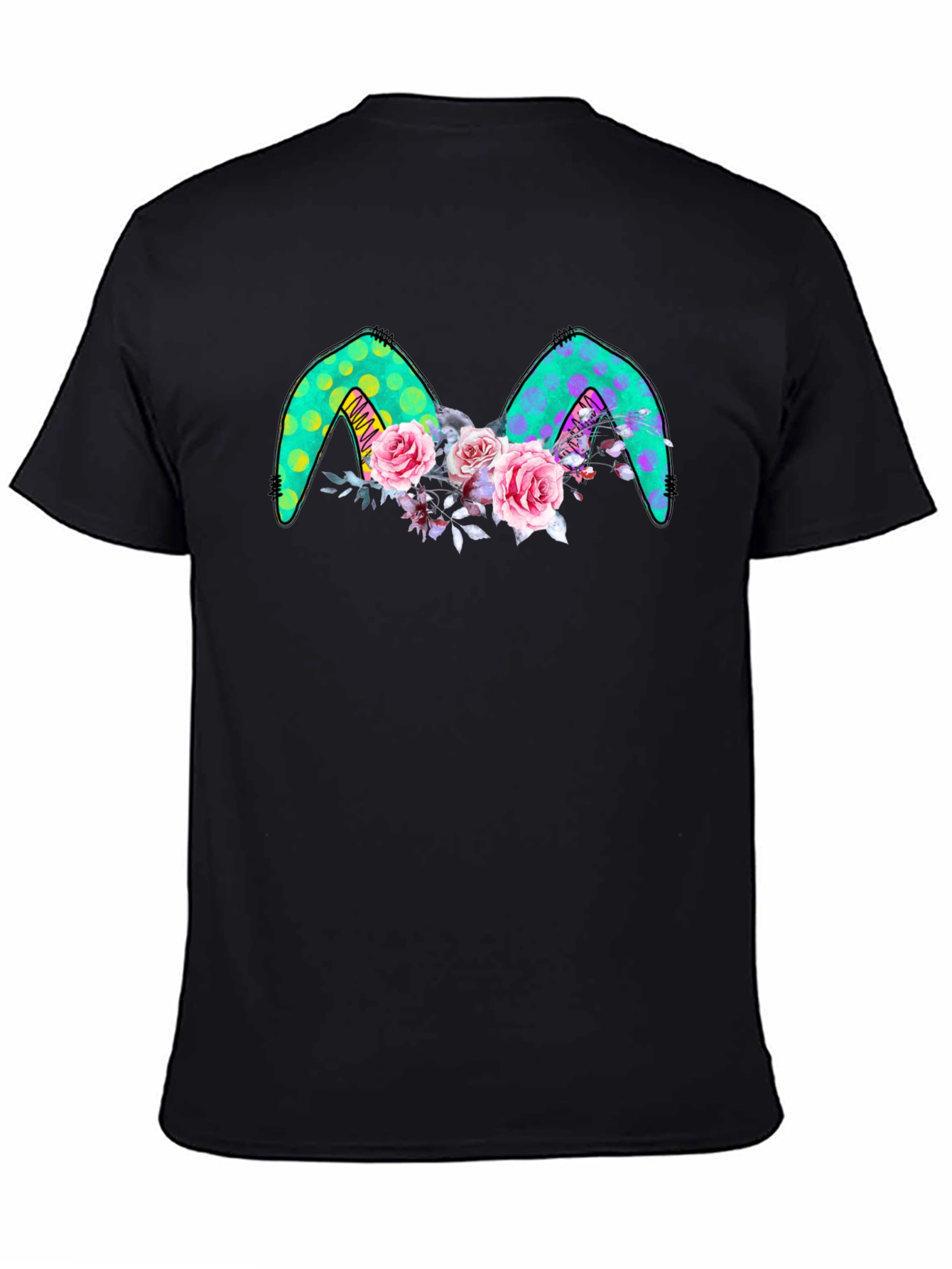 Floral Bunny Ears Black Tee