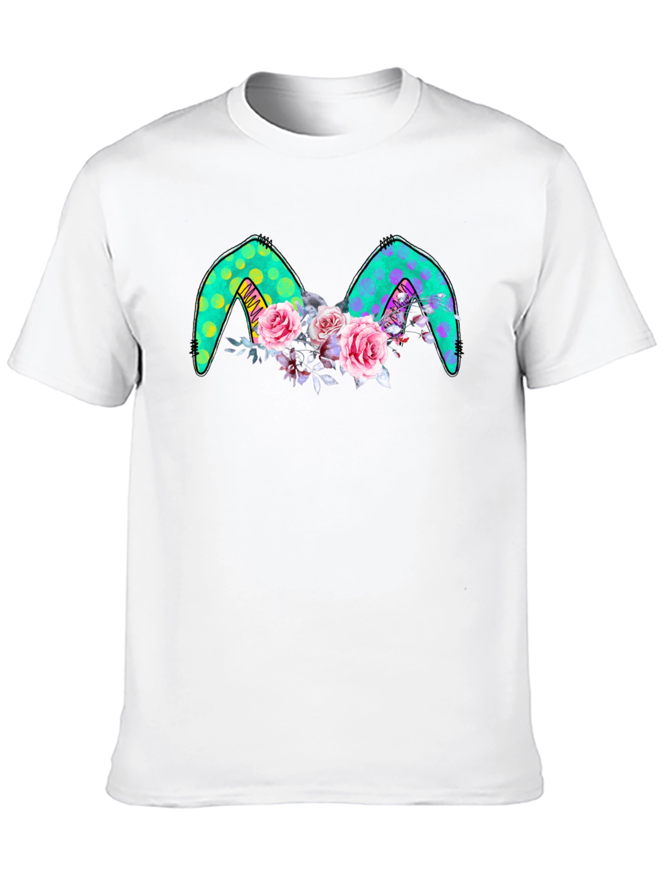 Floral Bunny Ears Black Tee