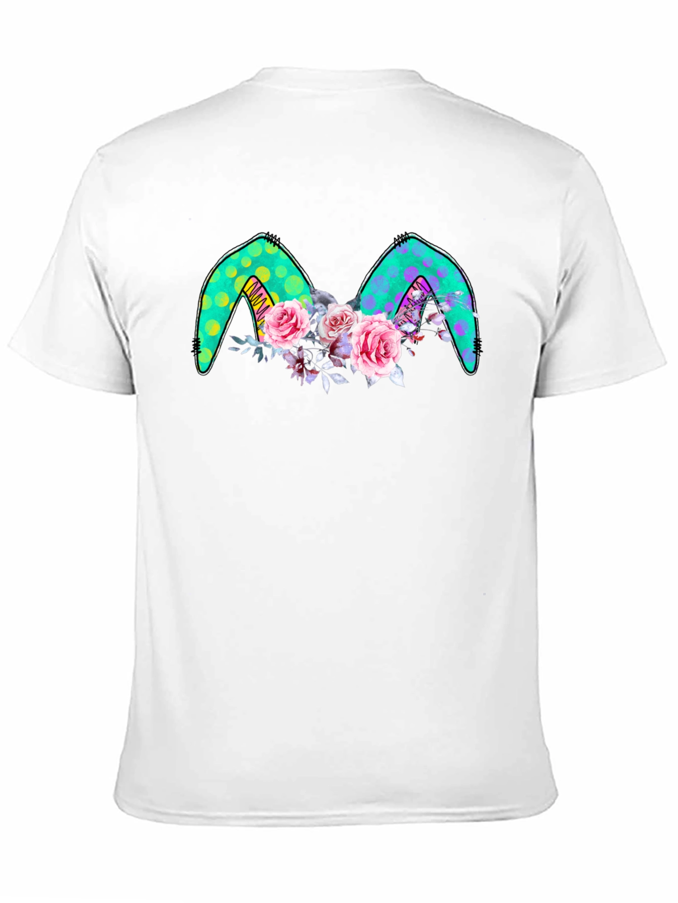 Floral Bunny Ears Black Tee