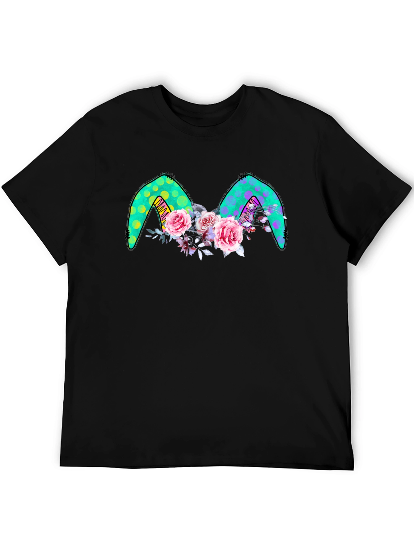 Floral Bunny Ears Black Tee