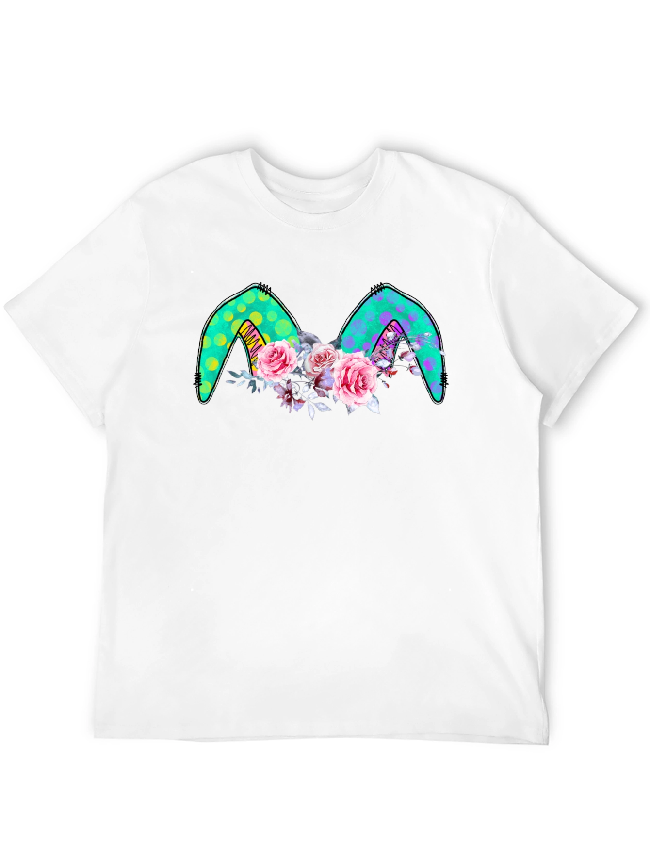 Floral Bunny Ears Black Tee