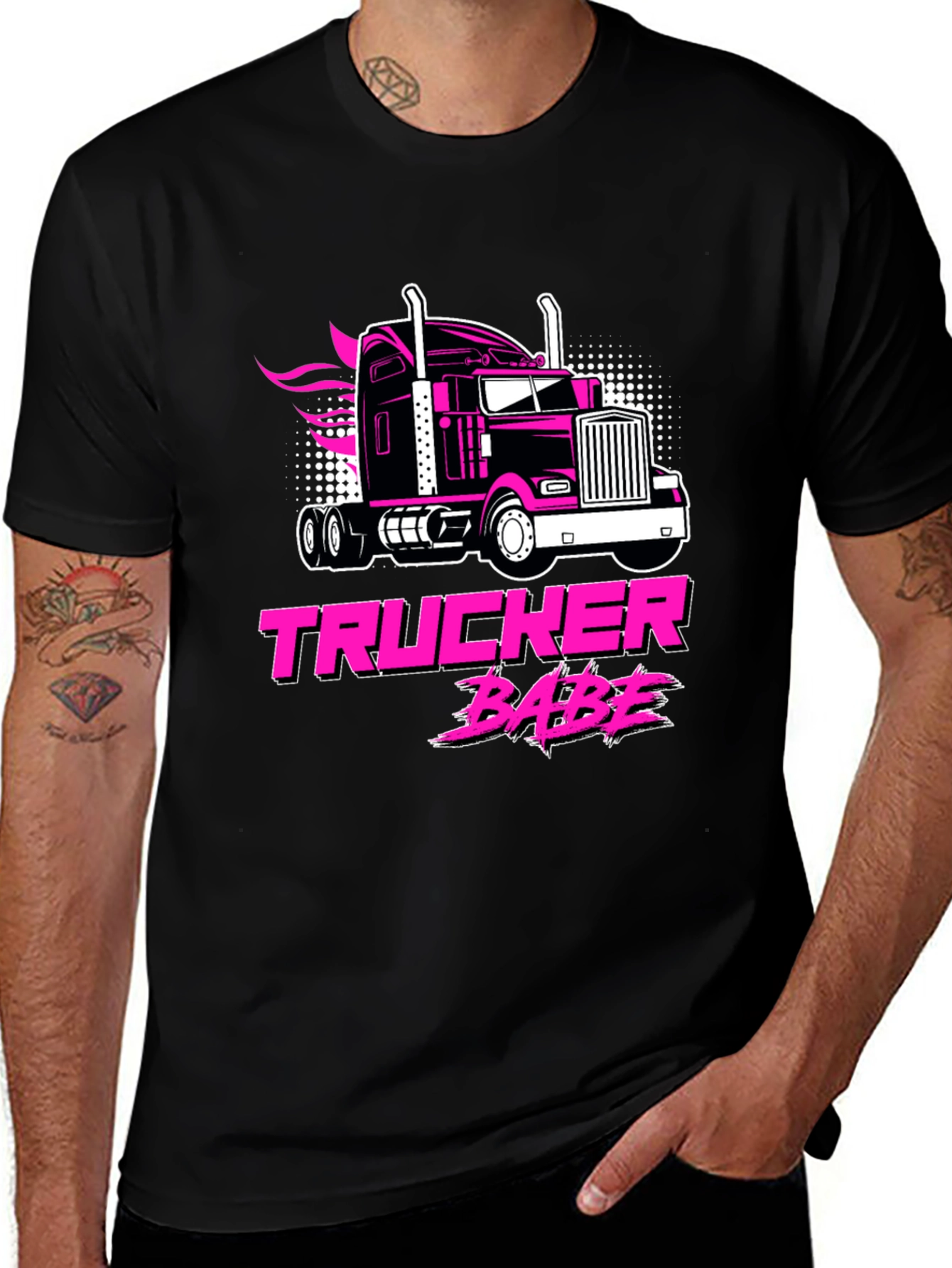 Trucker Babe Black Graphic Tee