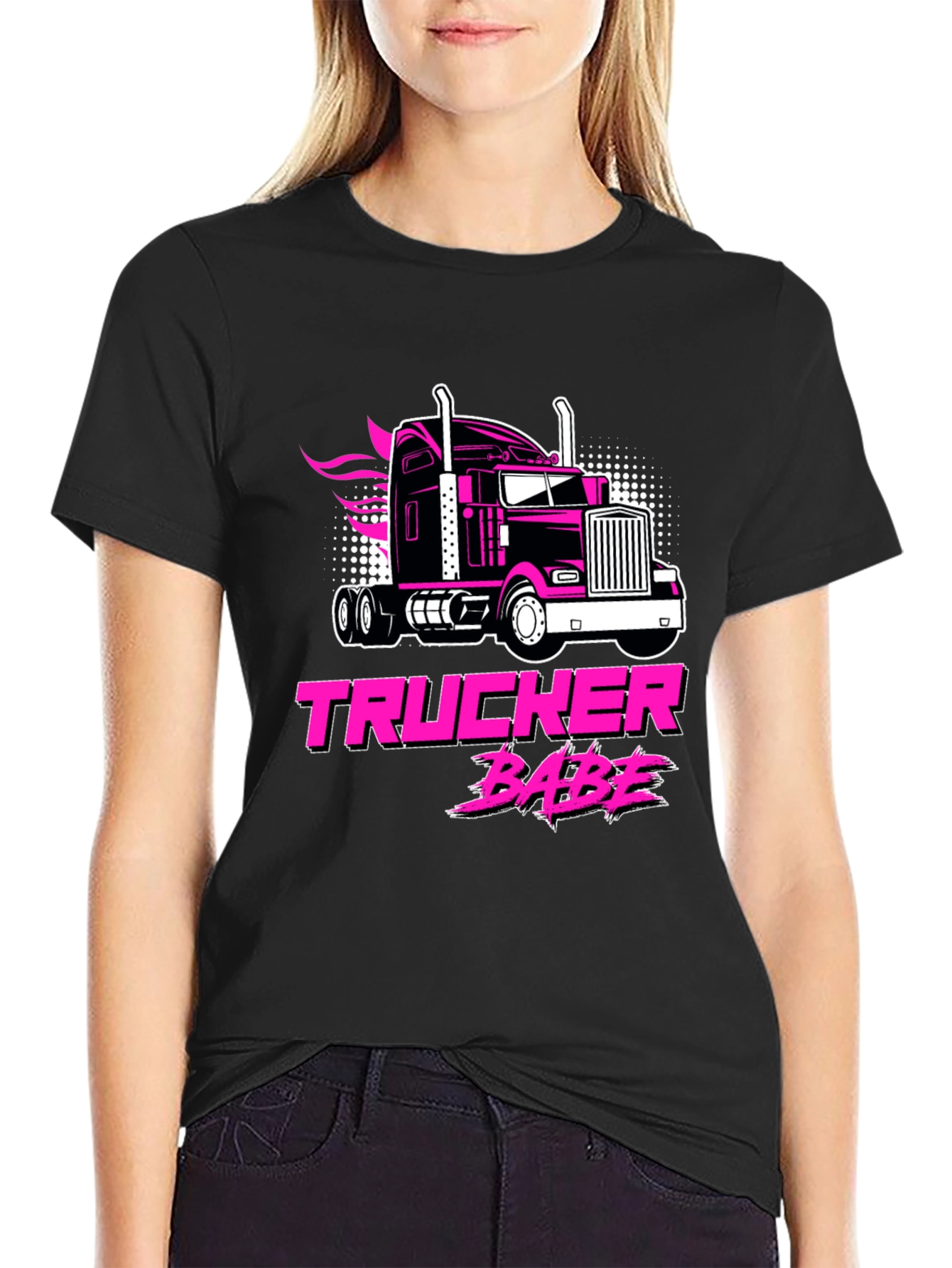 Trucker Babe Black Graphic Tee