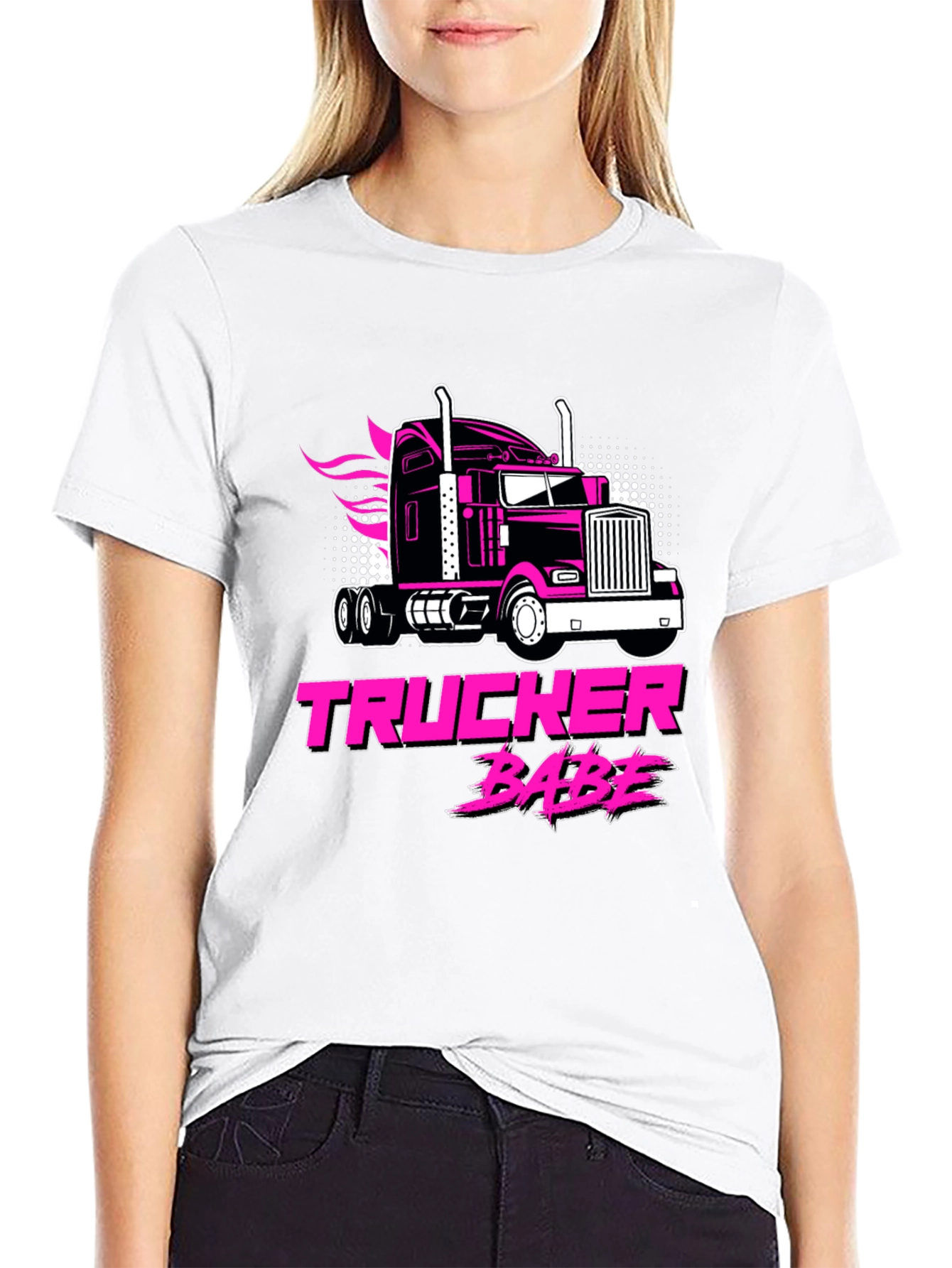 Trucker Babe Black Graphic Tee