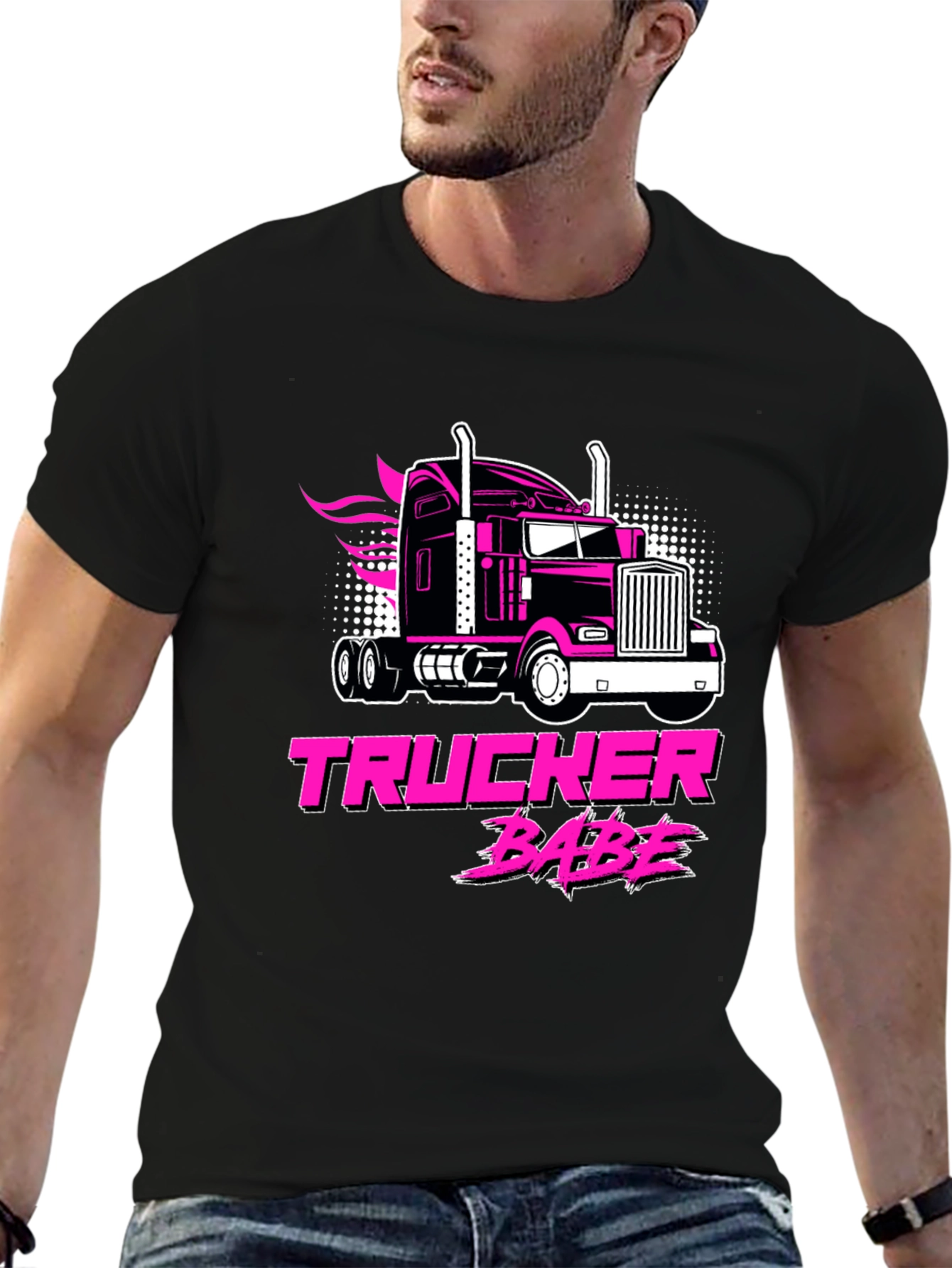 Trucker Babe Black Graphic Tee