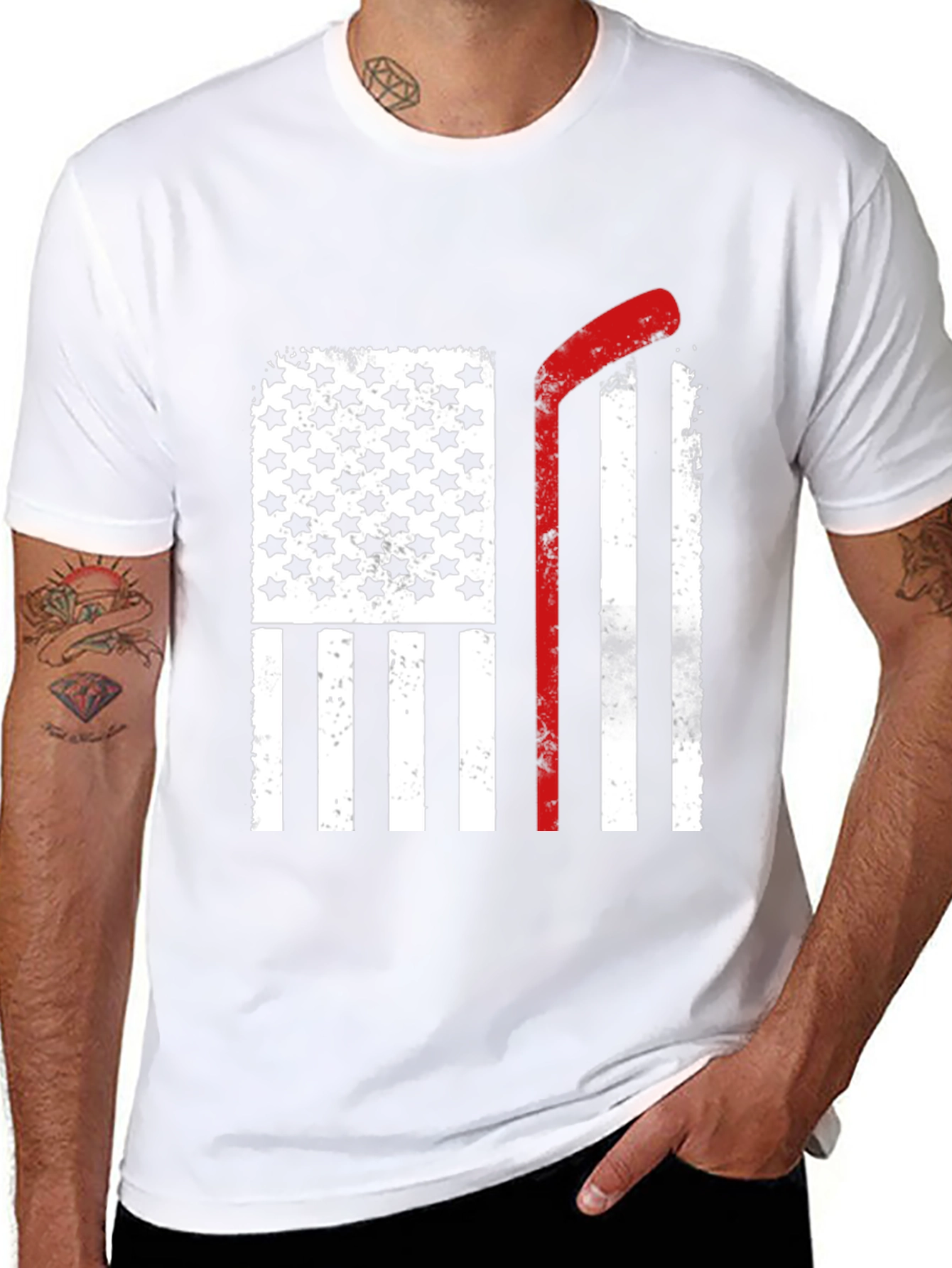 USA Hockey Stick Flag T-Shirt