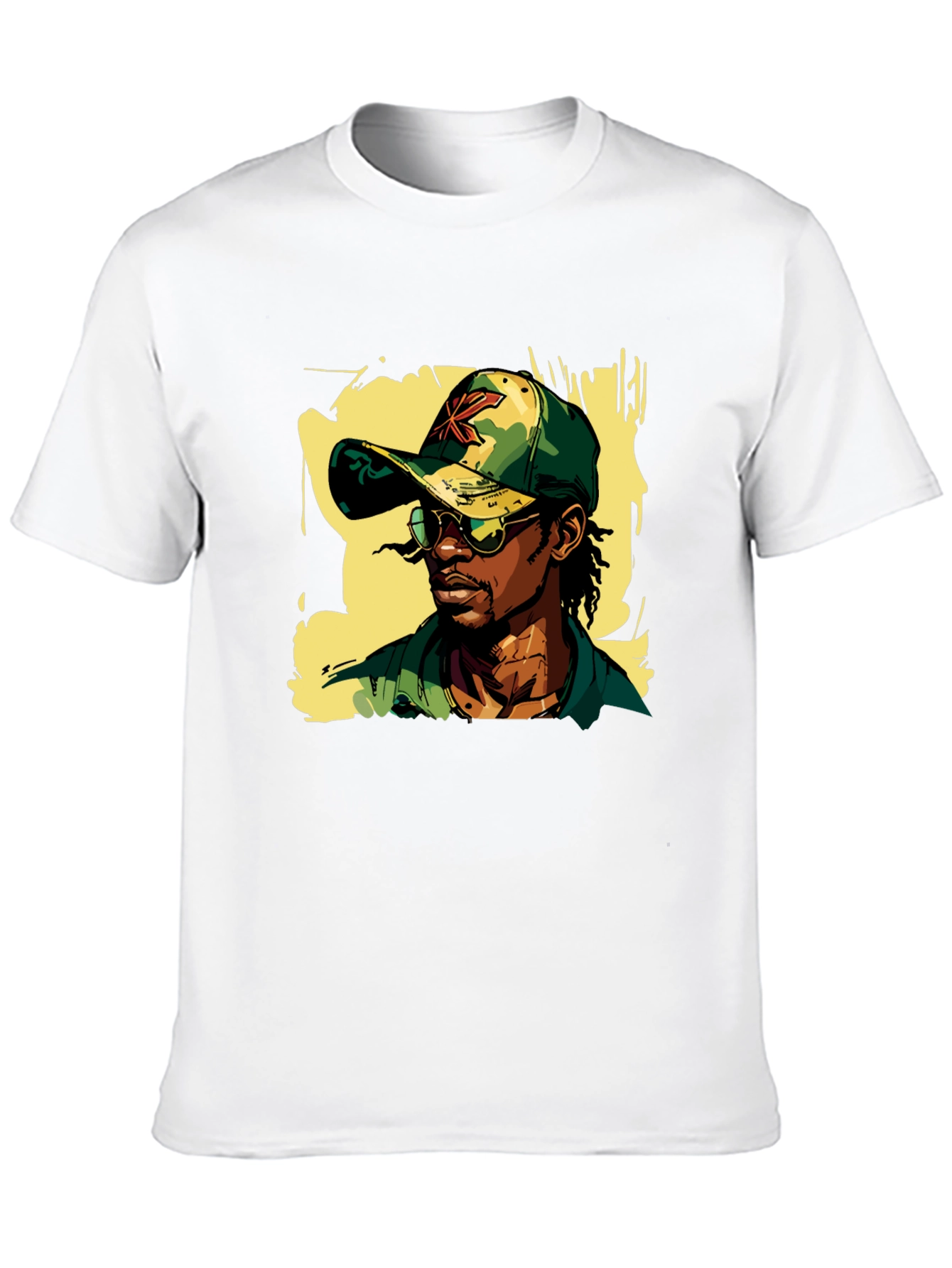 Cool Camo Cap Graphic Black T-Shirt