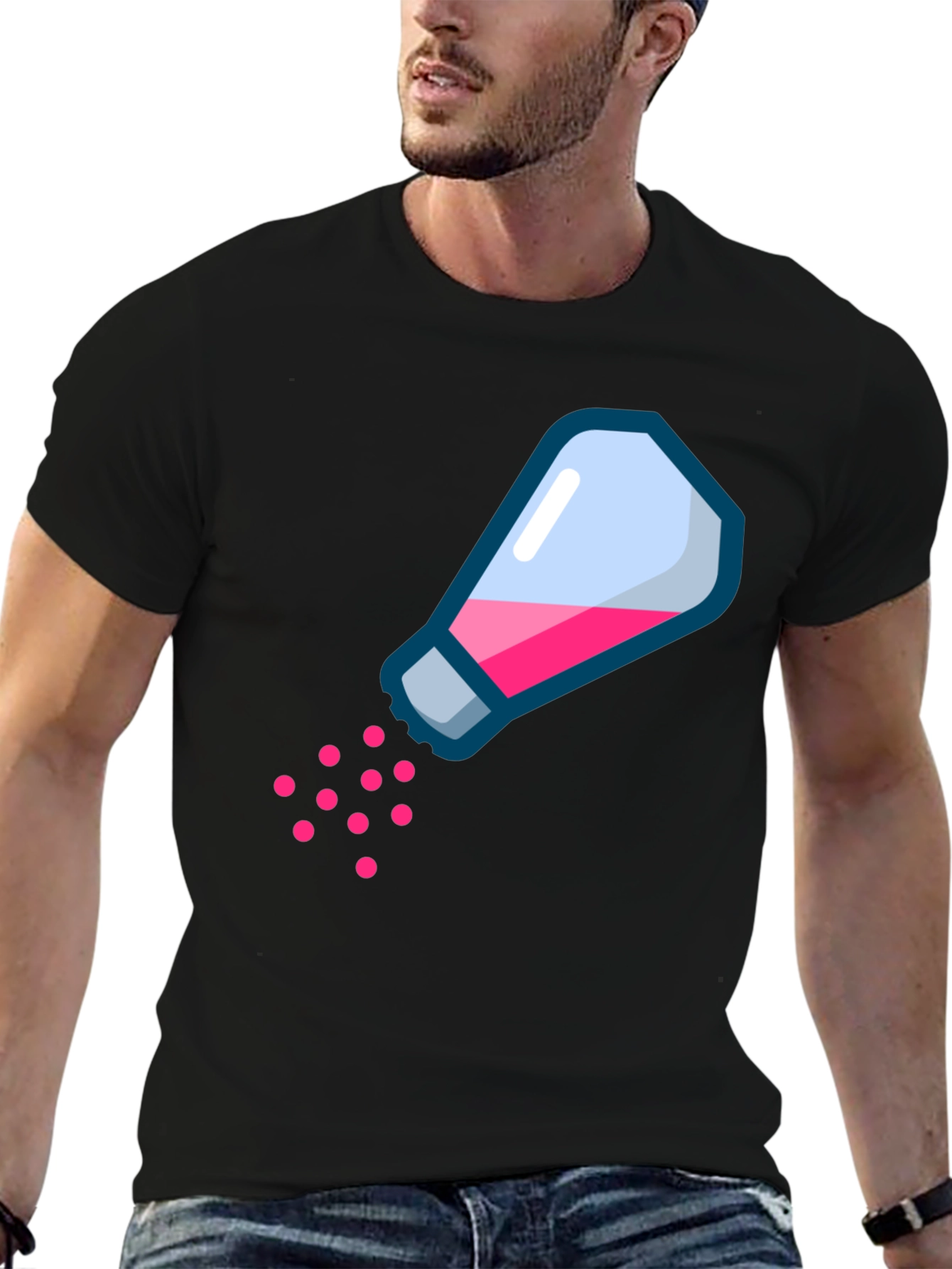 Funny Salt Bae Style Graphic T-Shirt - Black