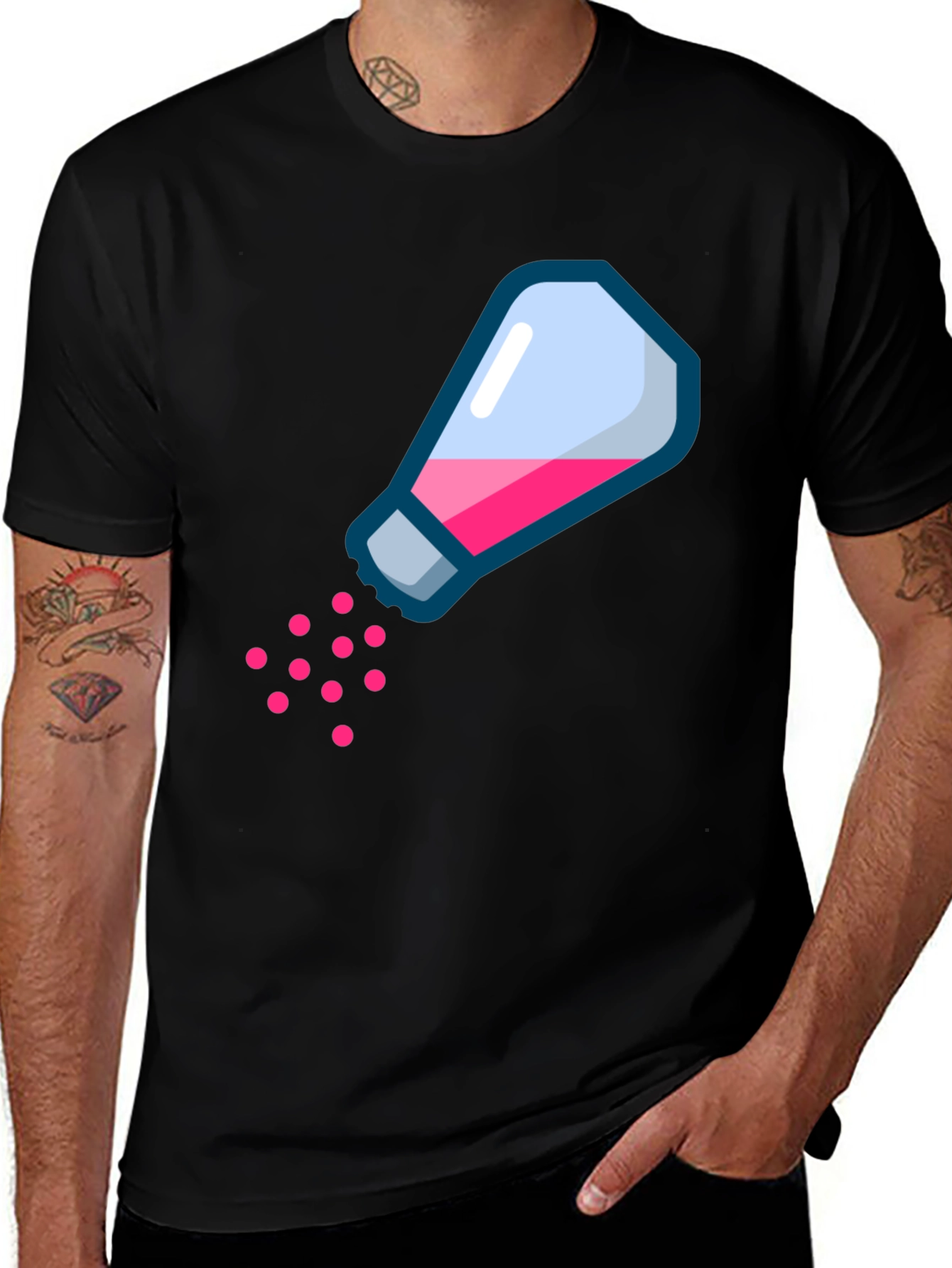 Funny Salt Bae Style Graphic T-Shirt - Black