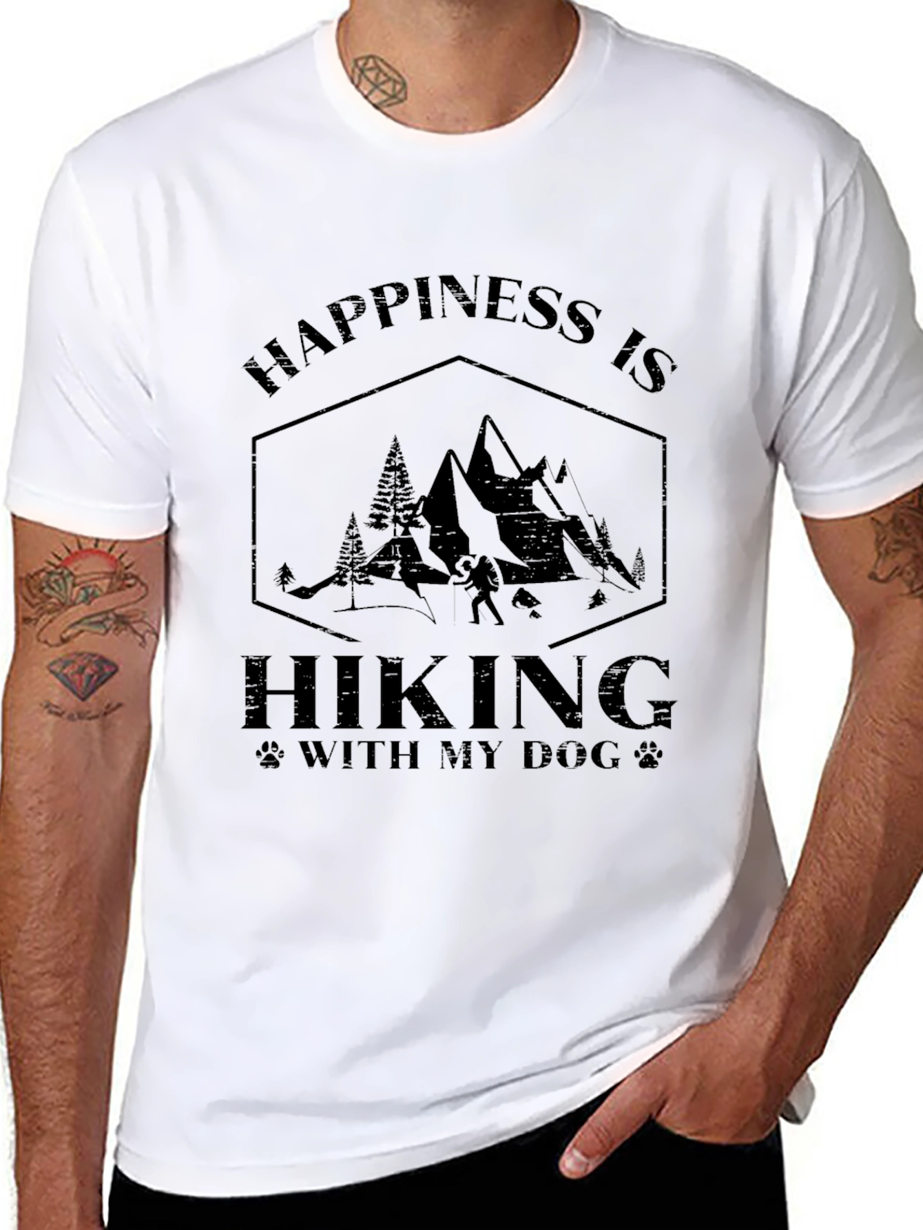 Hiking with Dog Graphic Tee - Adventure Shirt
