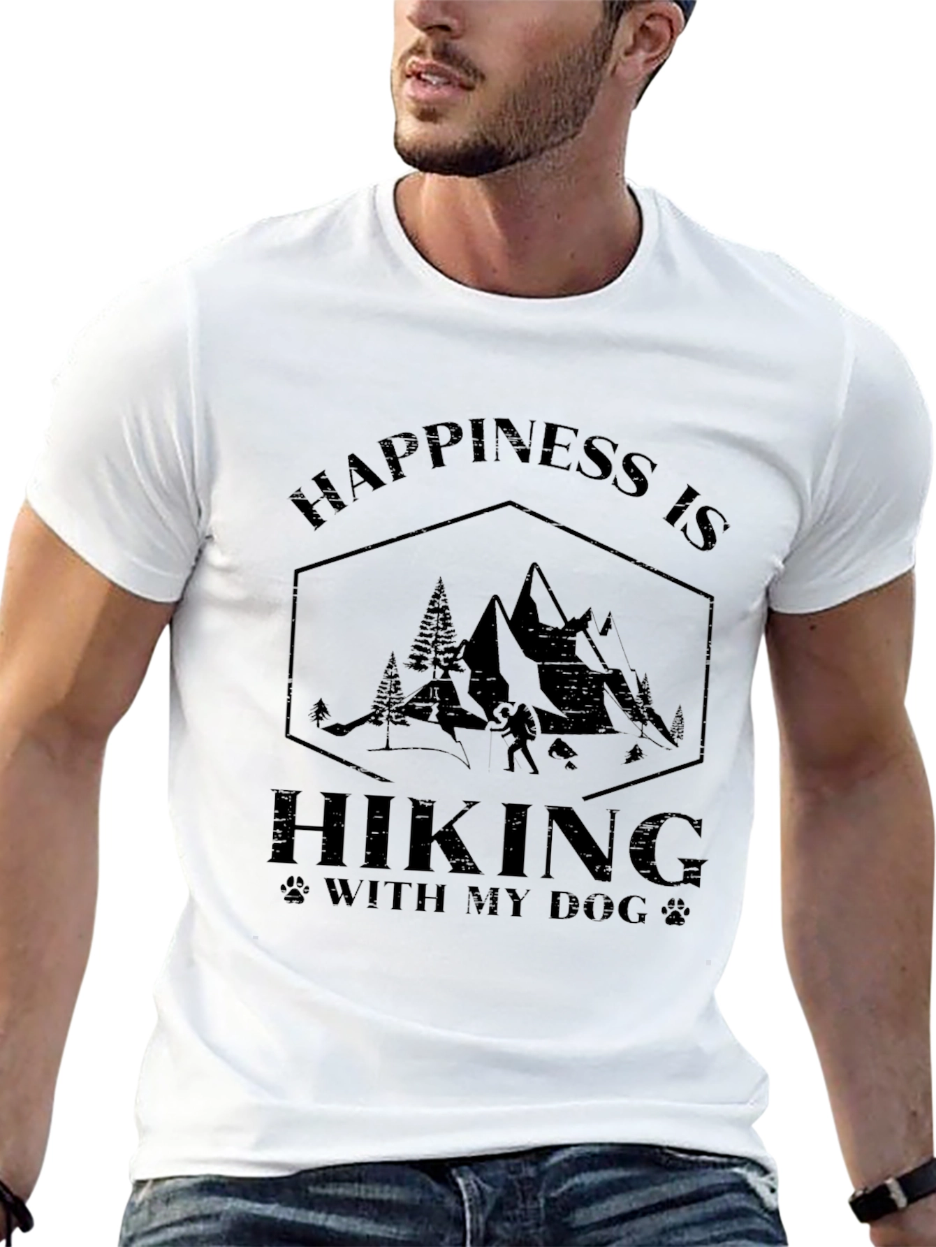 Hiking with Dog Graphic Tee - Adventure Shirt
