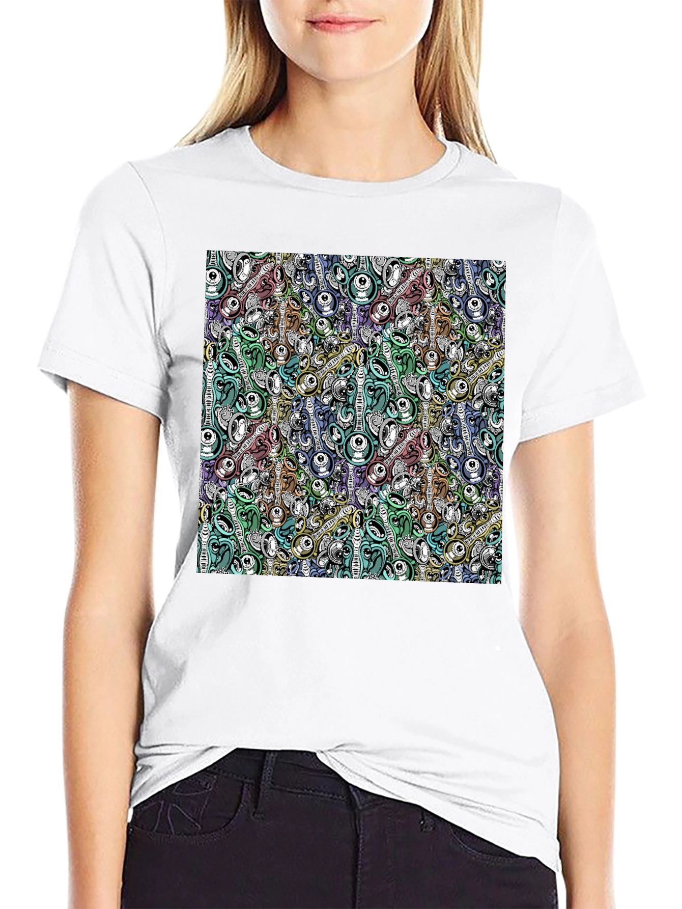Abstract Art Print Black T-Shirt