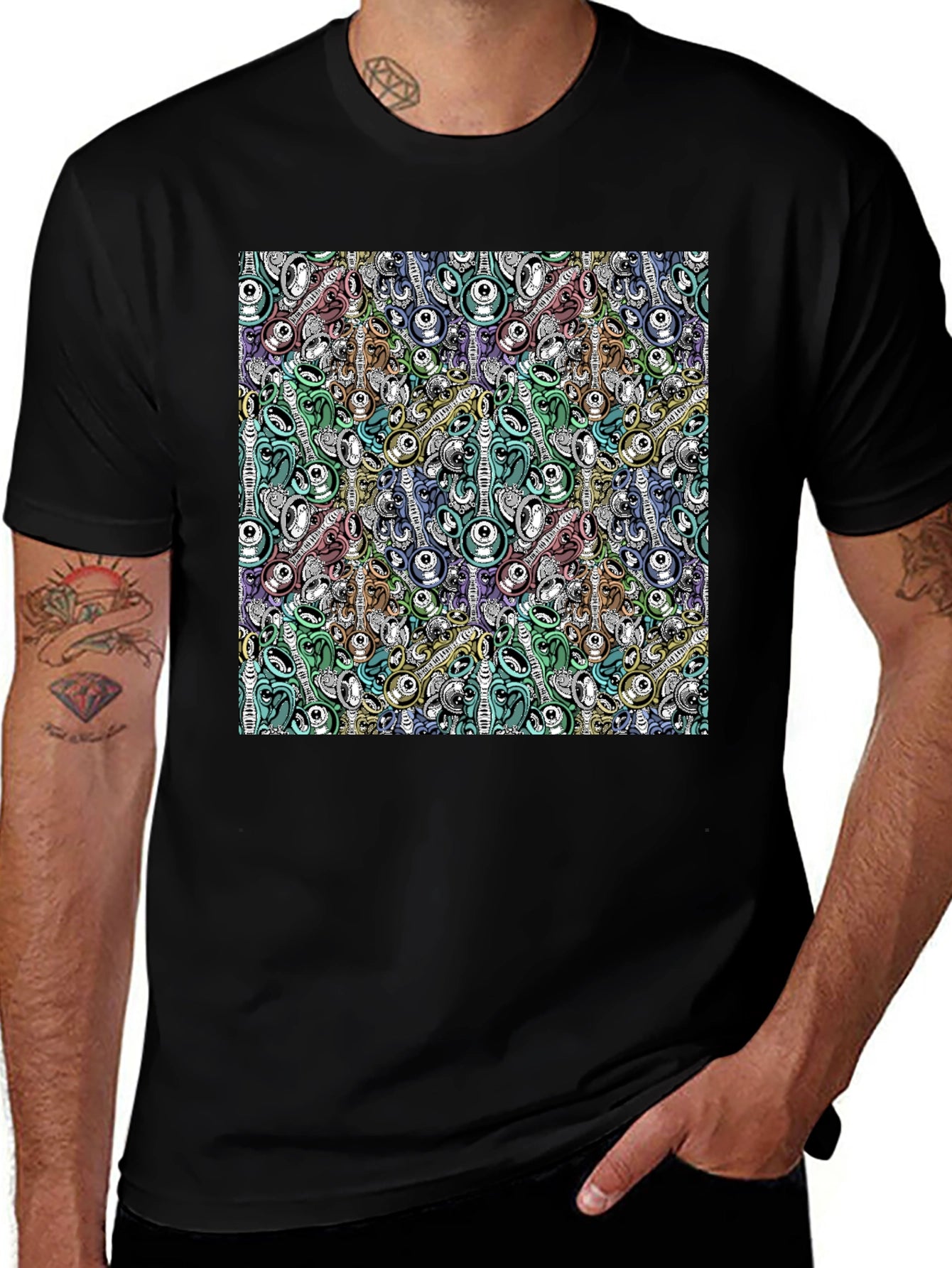 Abstract Art Print Black T-Shirt