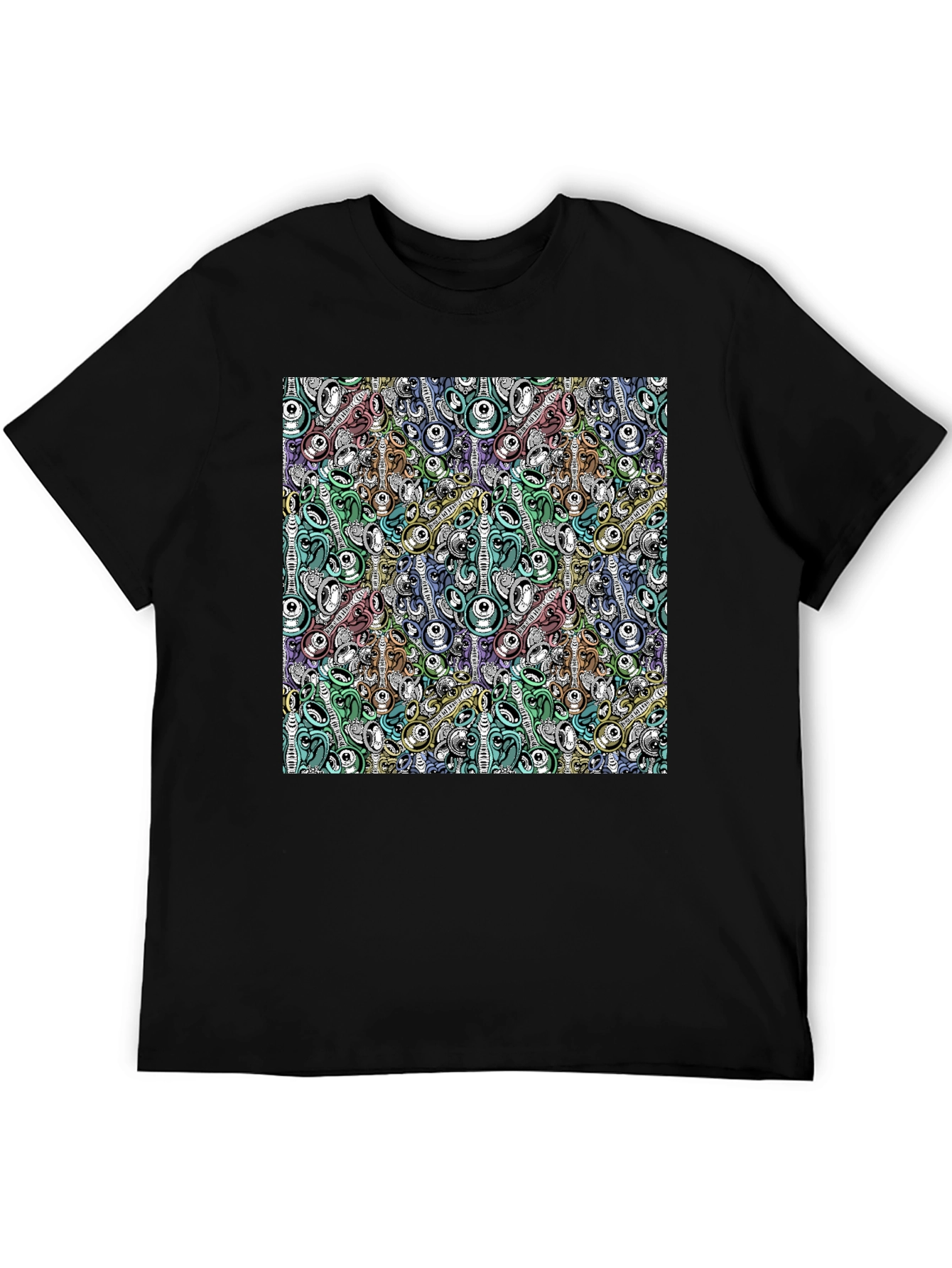 Abstract Art Print Black T-Shirt