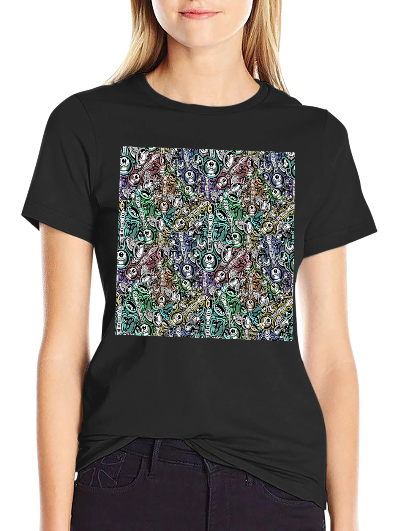 Abstract Art Print Black T-Shirt